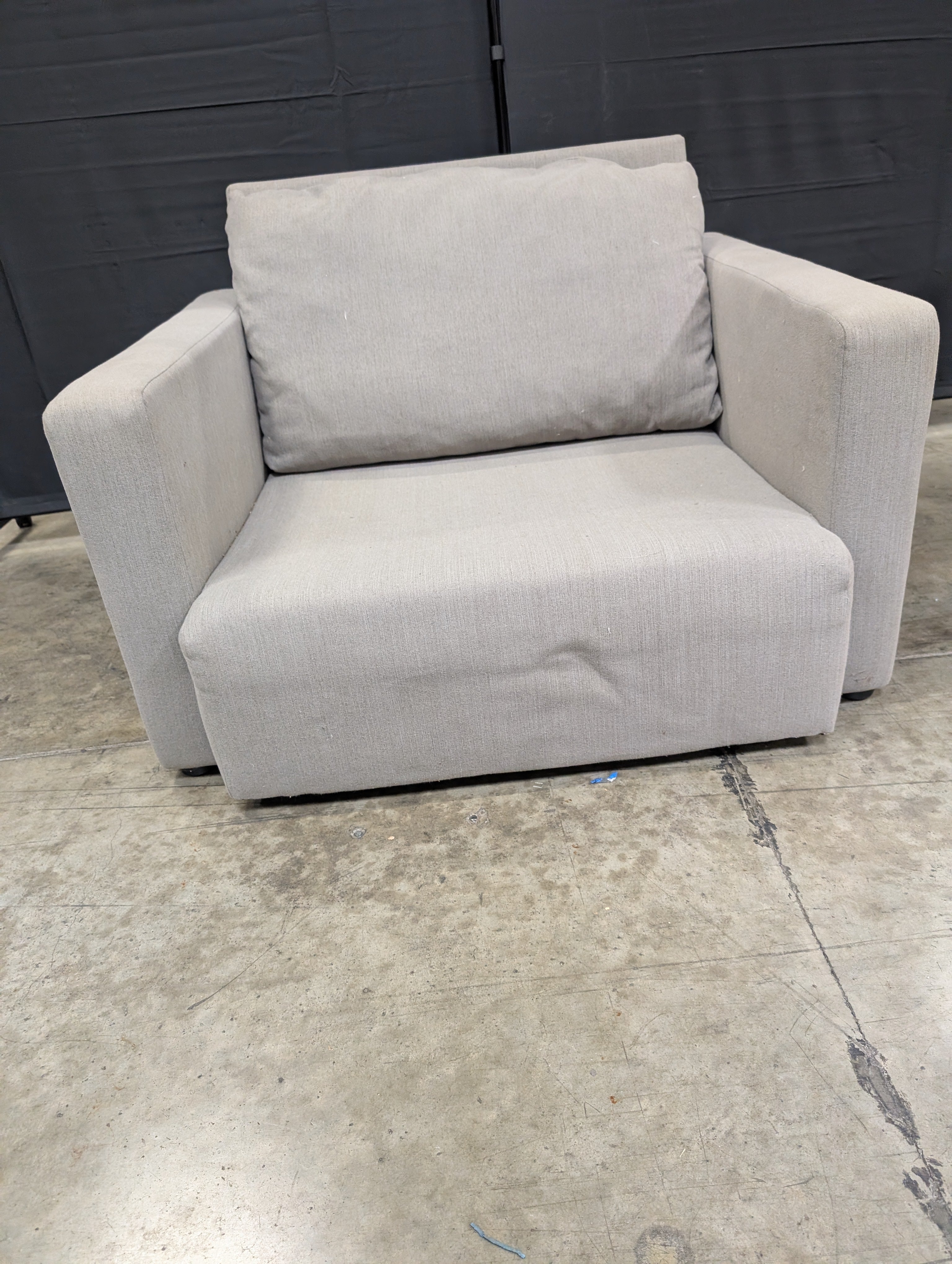 Modern Upholstered Accent Chair, Neutral Grey Fabric Armchair, Contemporary Single Seater Sofa