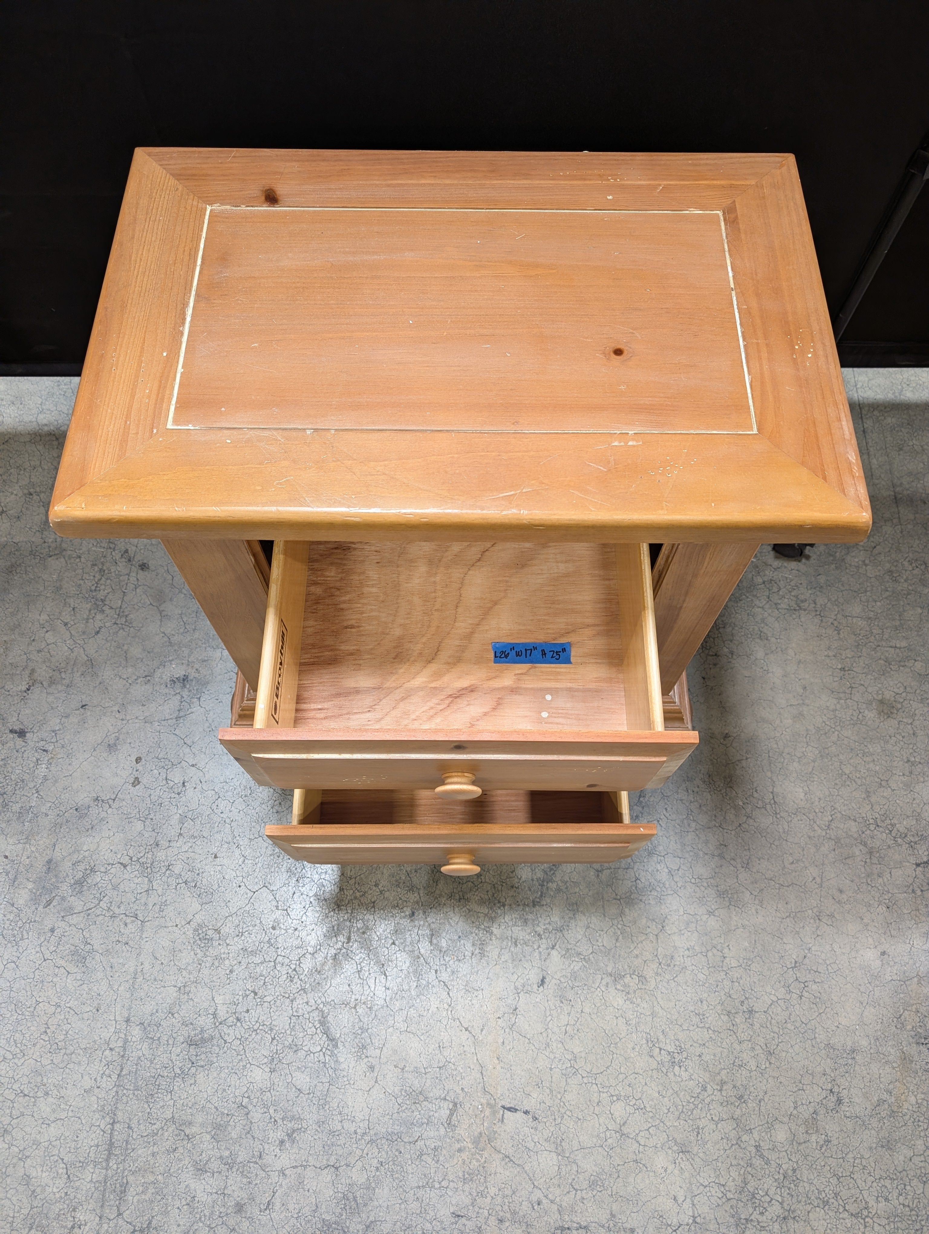 Rustic Pine Wood Broyhill Two-Drawer Nightstand