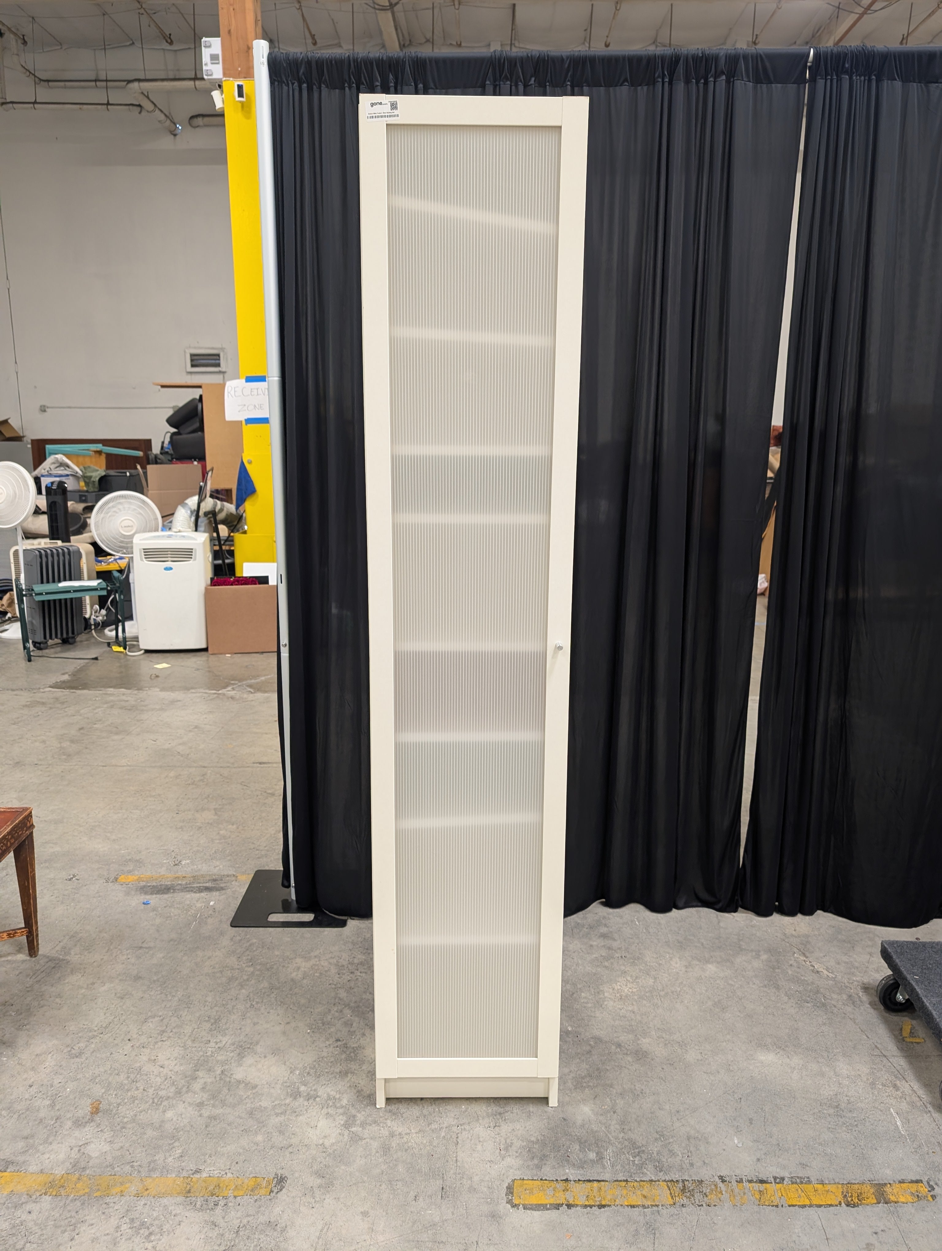 Modern White Frosted-Glass Shelving Unit