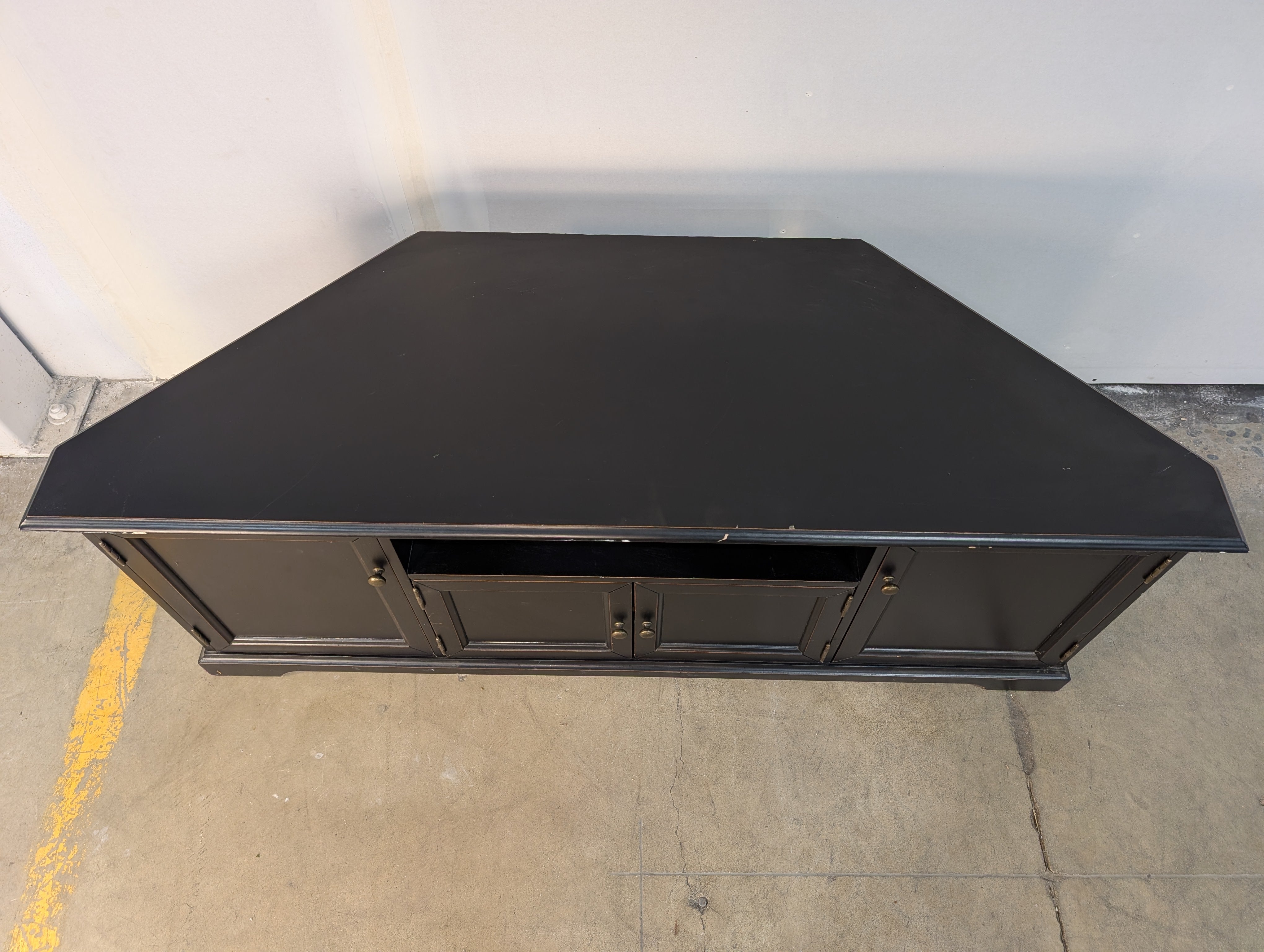 Versatile Black Corner Ballard Designs TV Stand Media Console with Storage