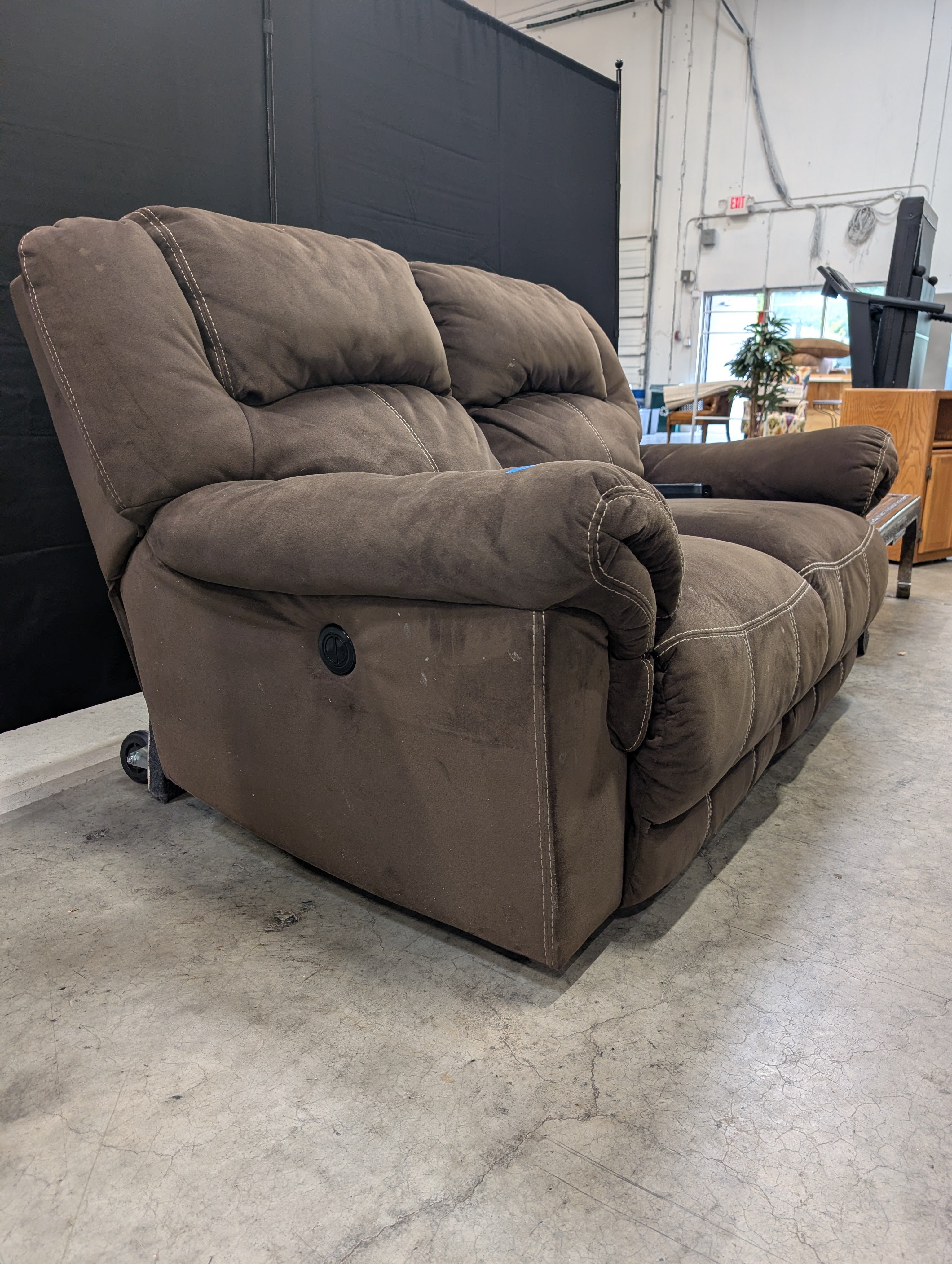 Brown Microfiber Reclining Loveseat