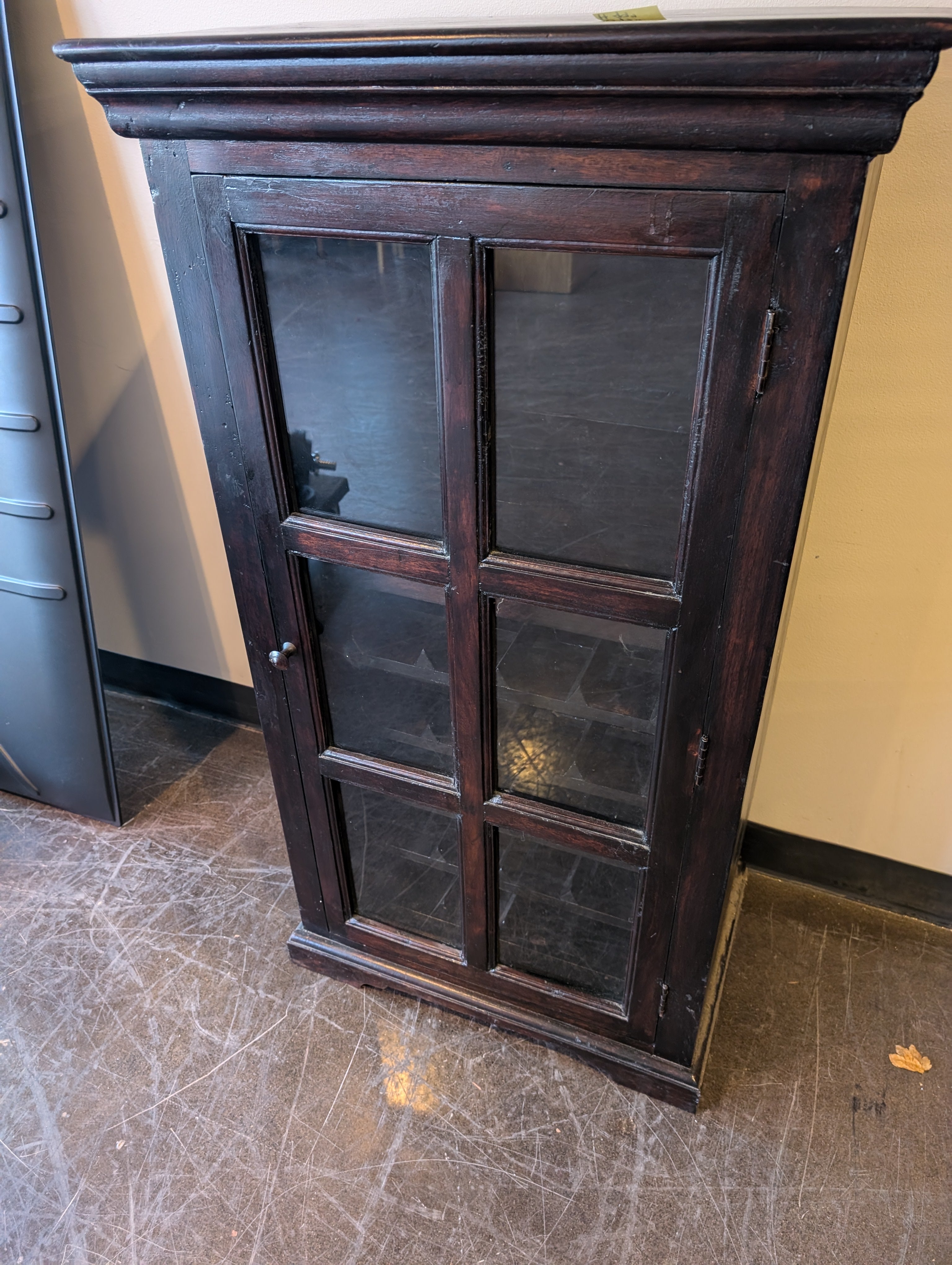 Dark Wood Display Cabinet with Glass Doors