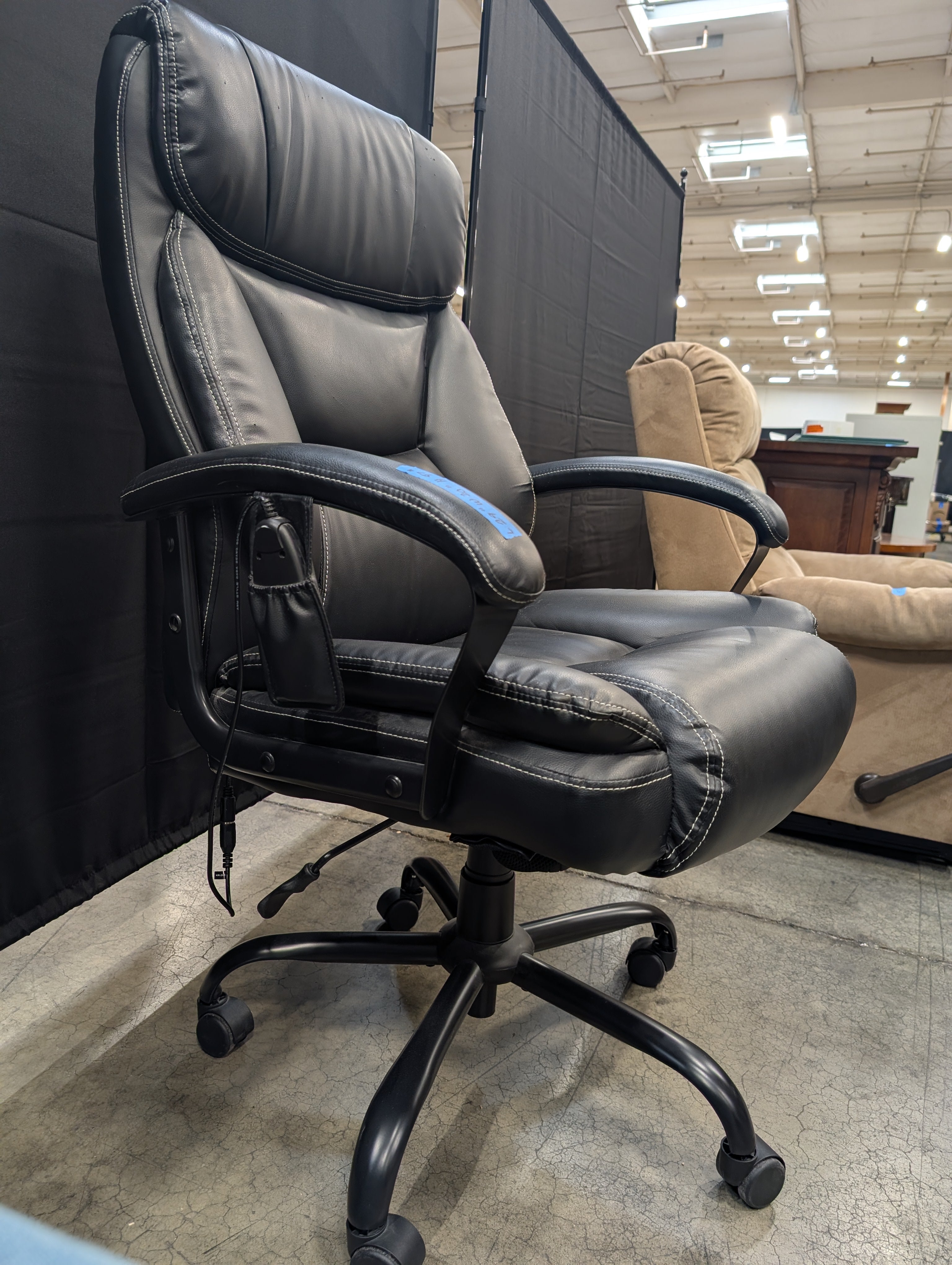 Black Padded Executive Style Office Chair with Rolling Base
