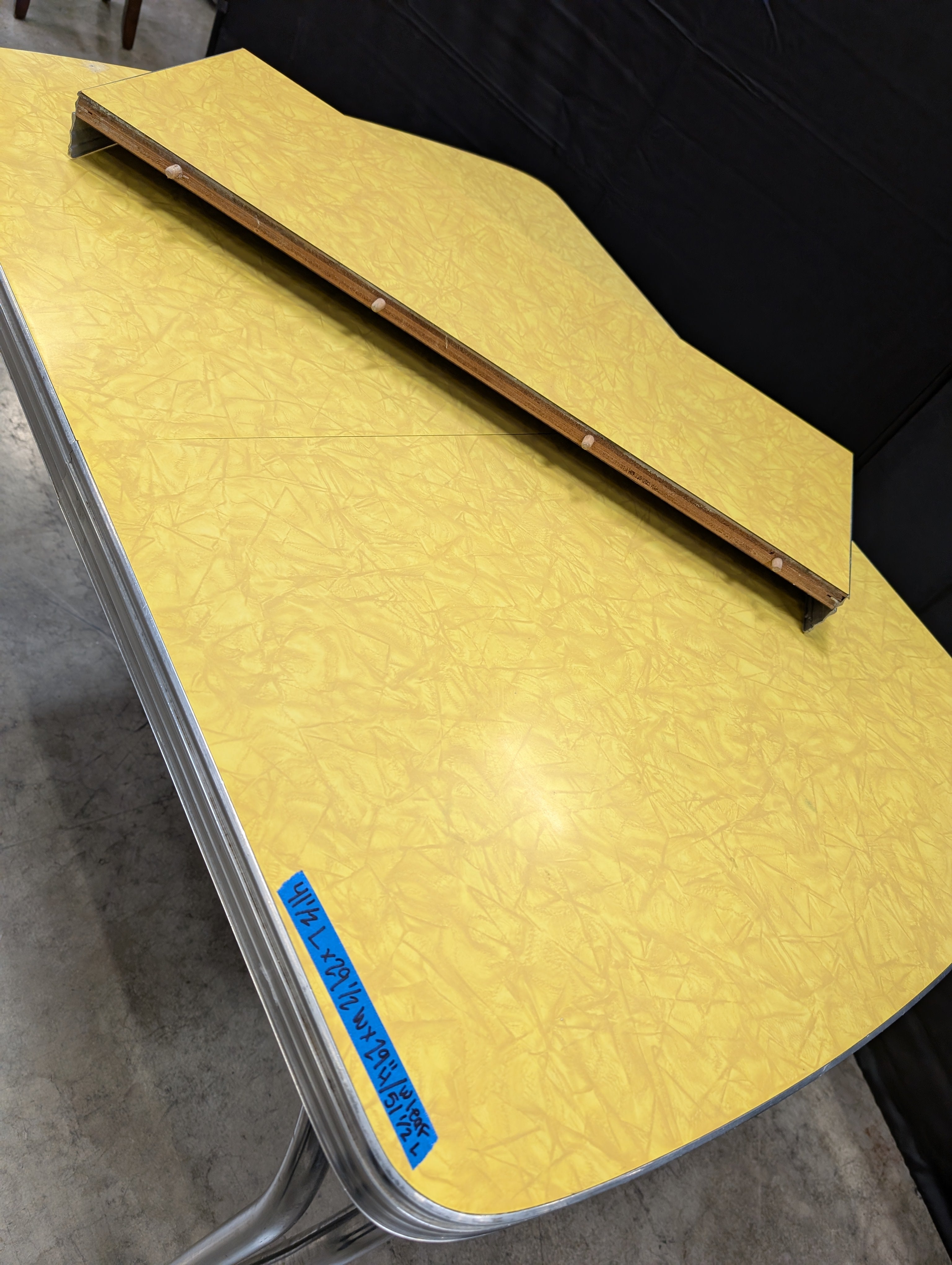 Vintage Mid-Century Yellow Laminate Extendable Kitchen Table with Chrome Legs