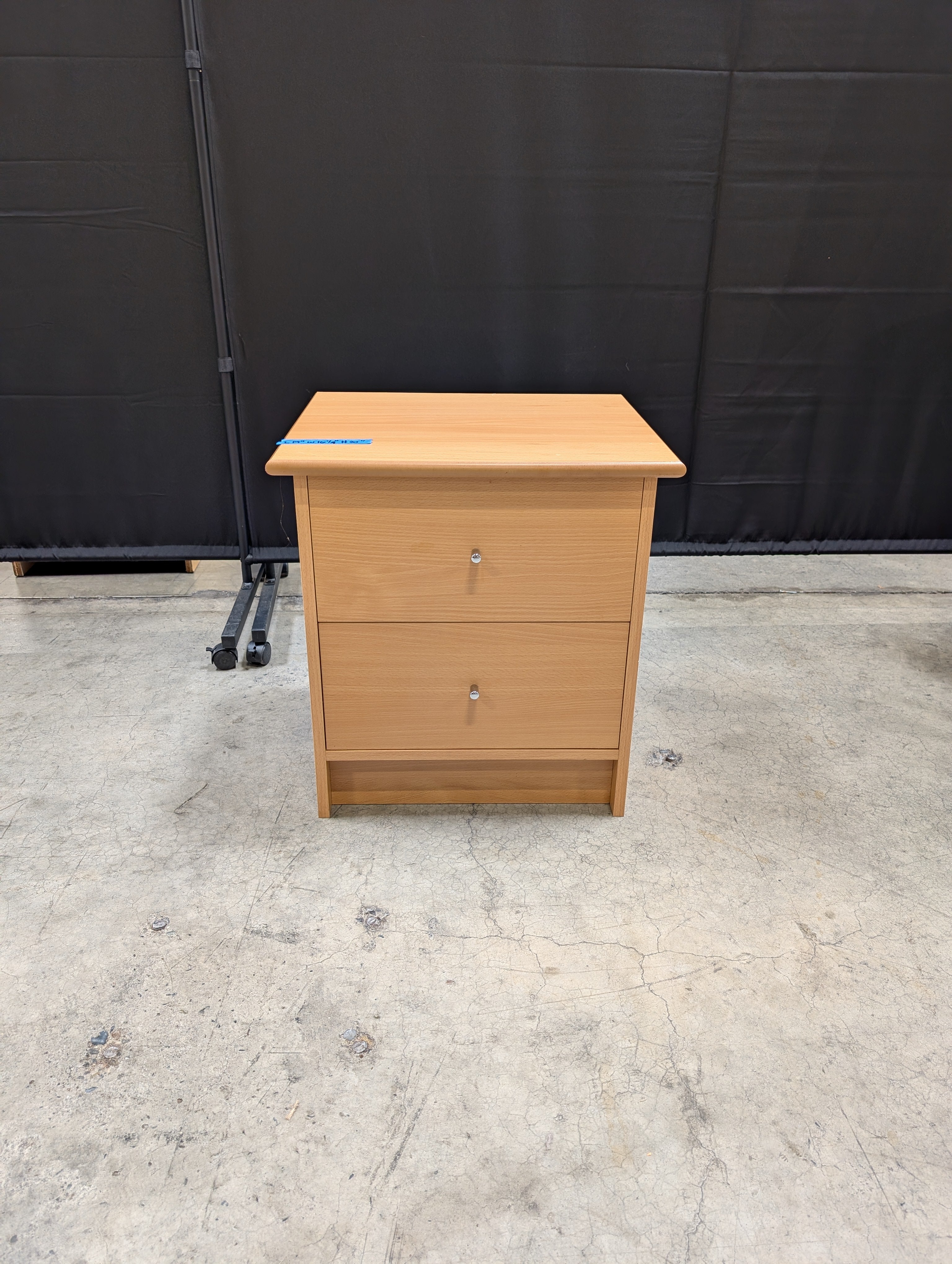 Natural Wood Two-Drawer Storage Nightstand