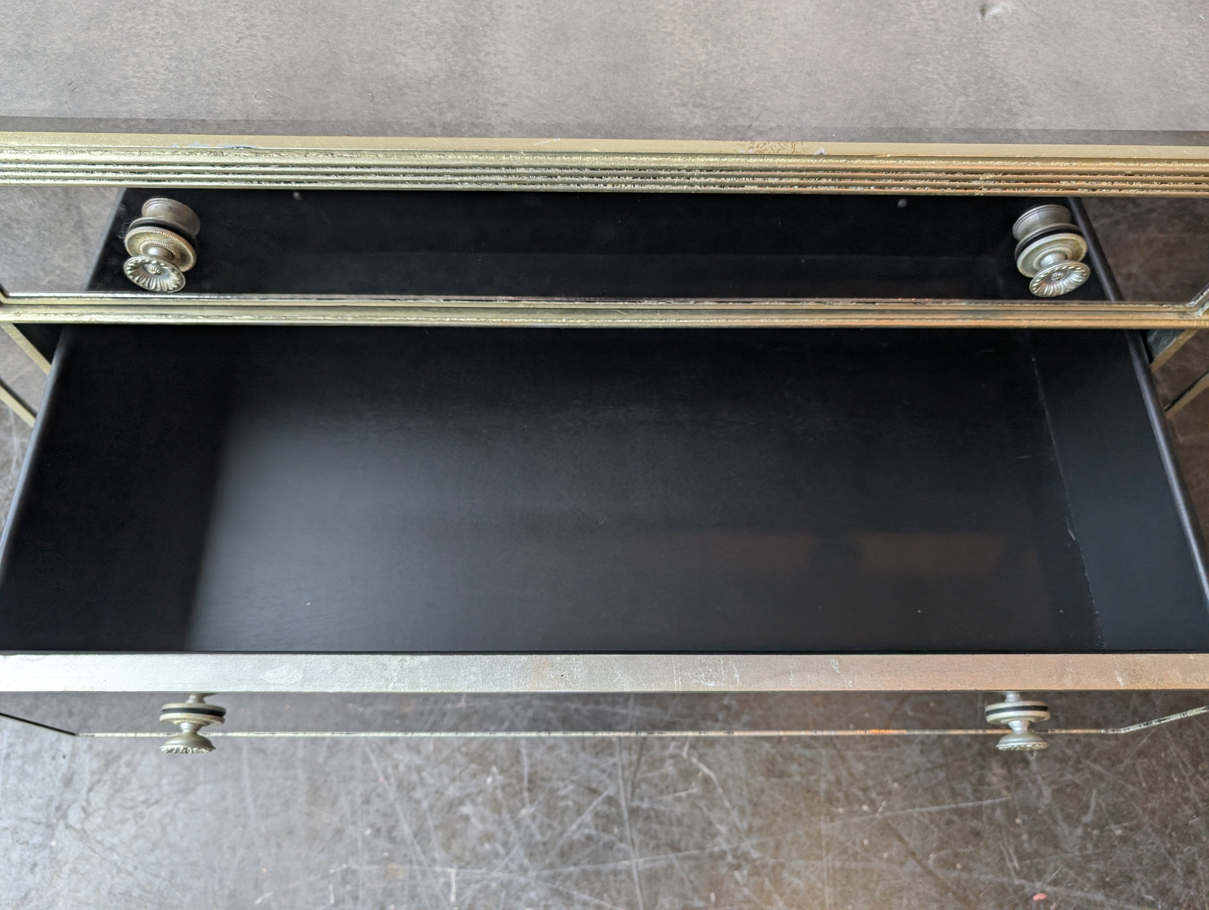 Glamorous Mirrored 3-Drawer Accent Chest with Gold Trim