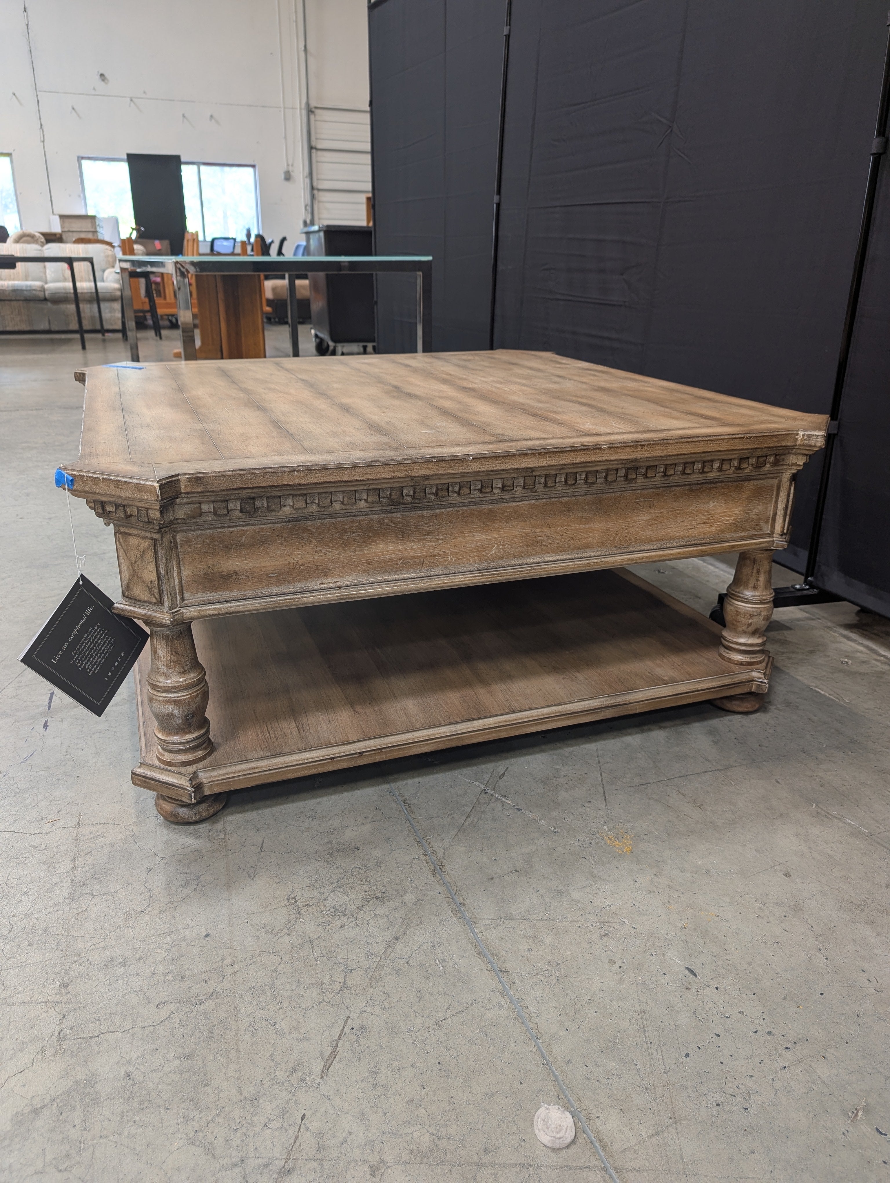 Hooker Furniture Light Wood Square Coffee Table with Drawers
