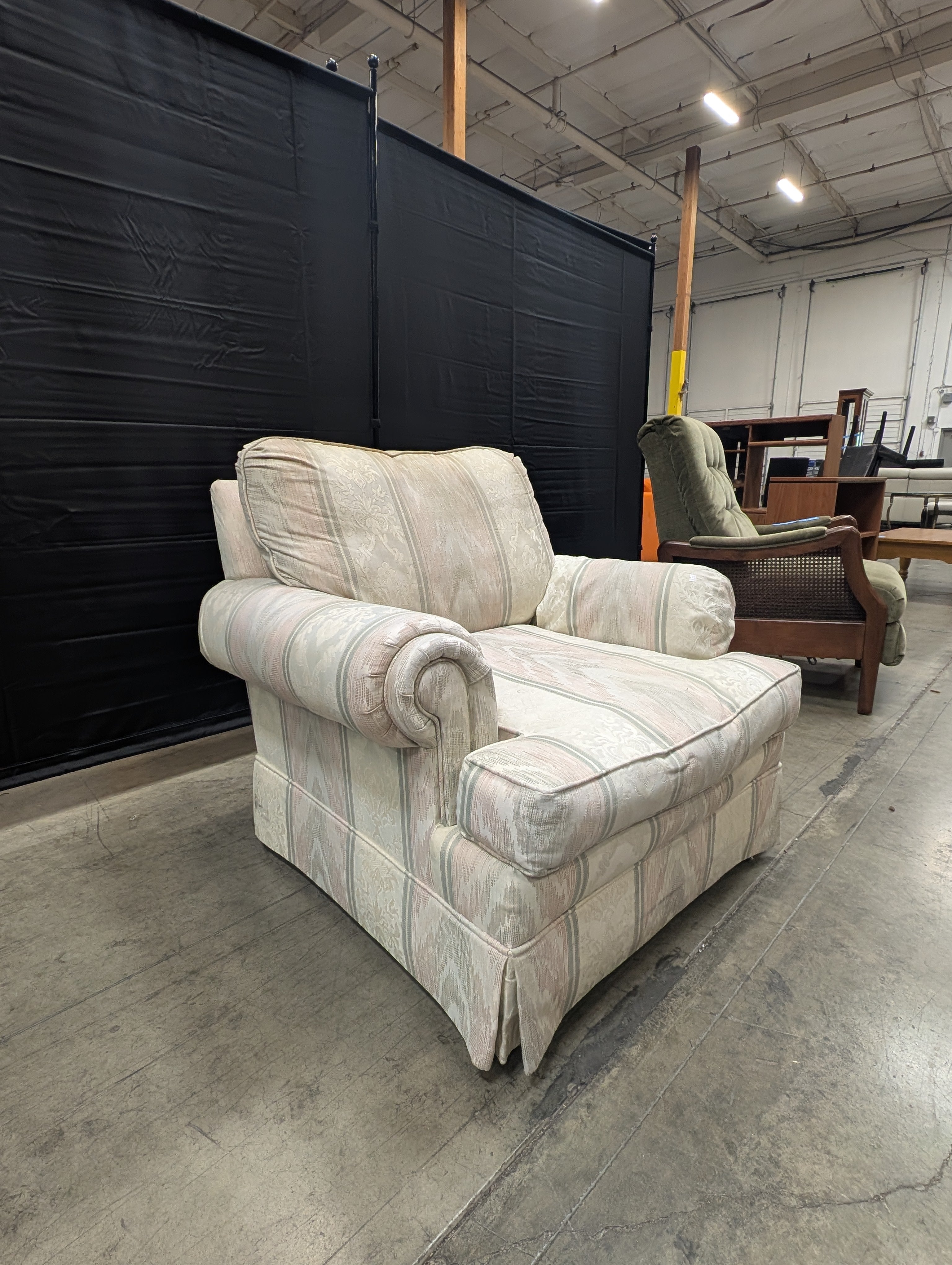 USED Traditional Upholstered Armchair with Rolled Arms