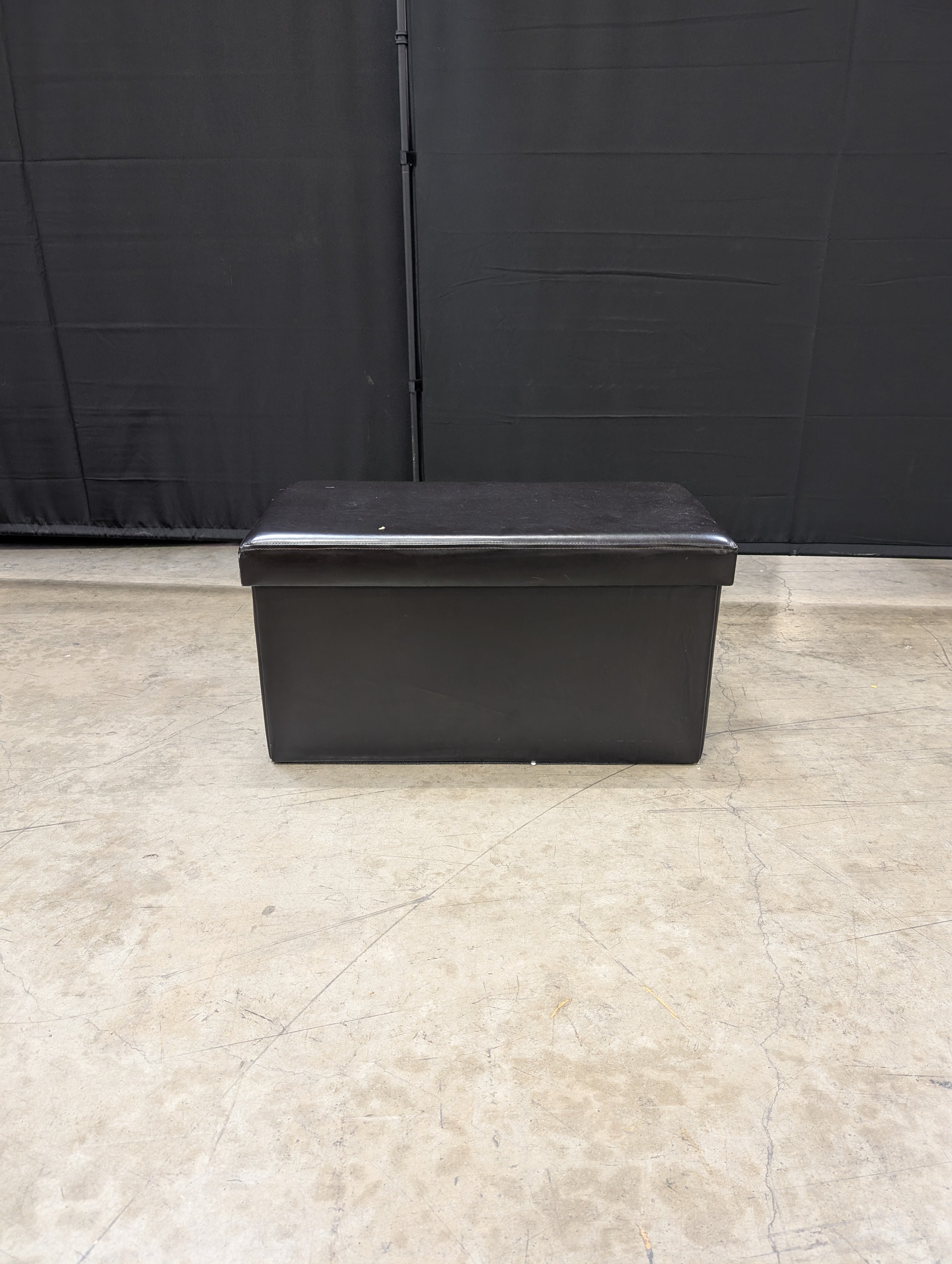 Dark Brown Faux Leather Rectangular Storage Ottoman