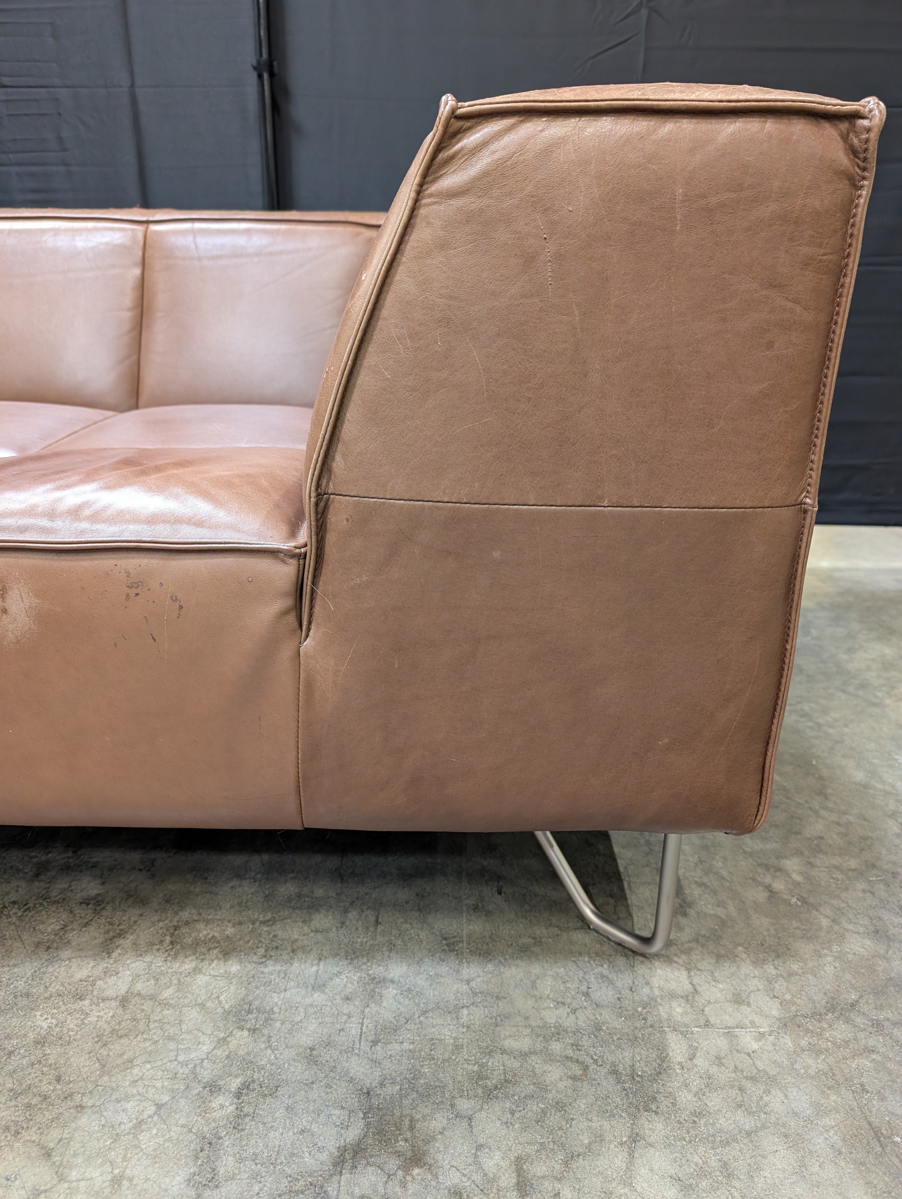 BoConcept Brown Leather Sectional Sofa with Chaise