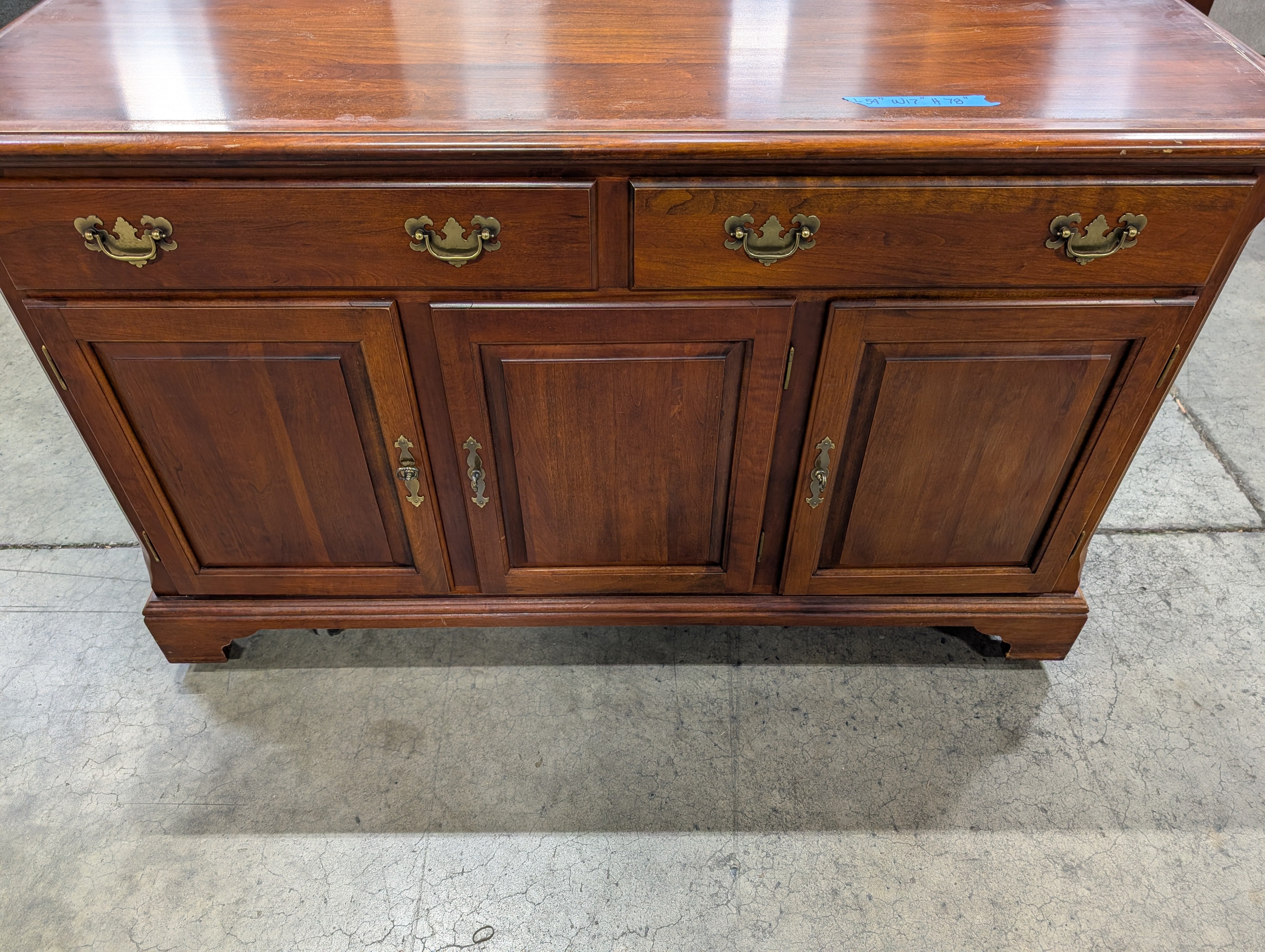 Richly Stained Wooden Display Cabinet with Glass Doors