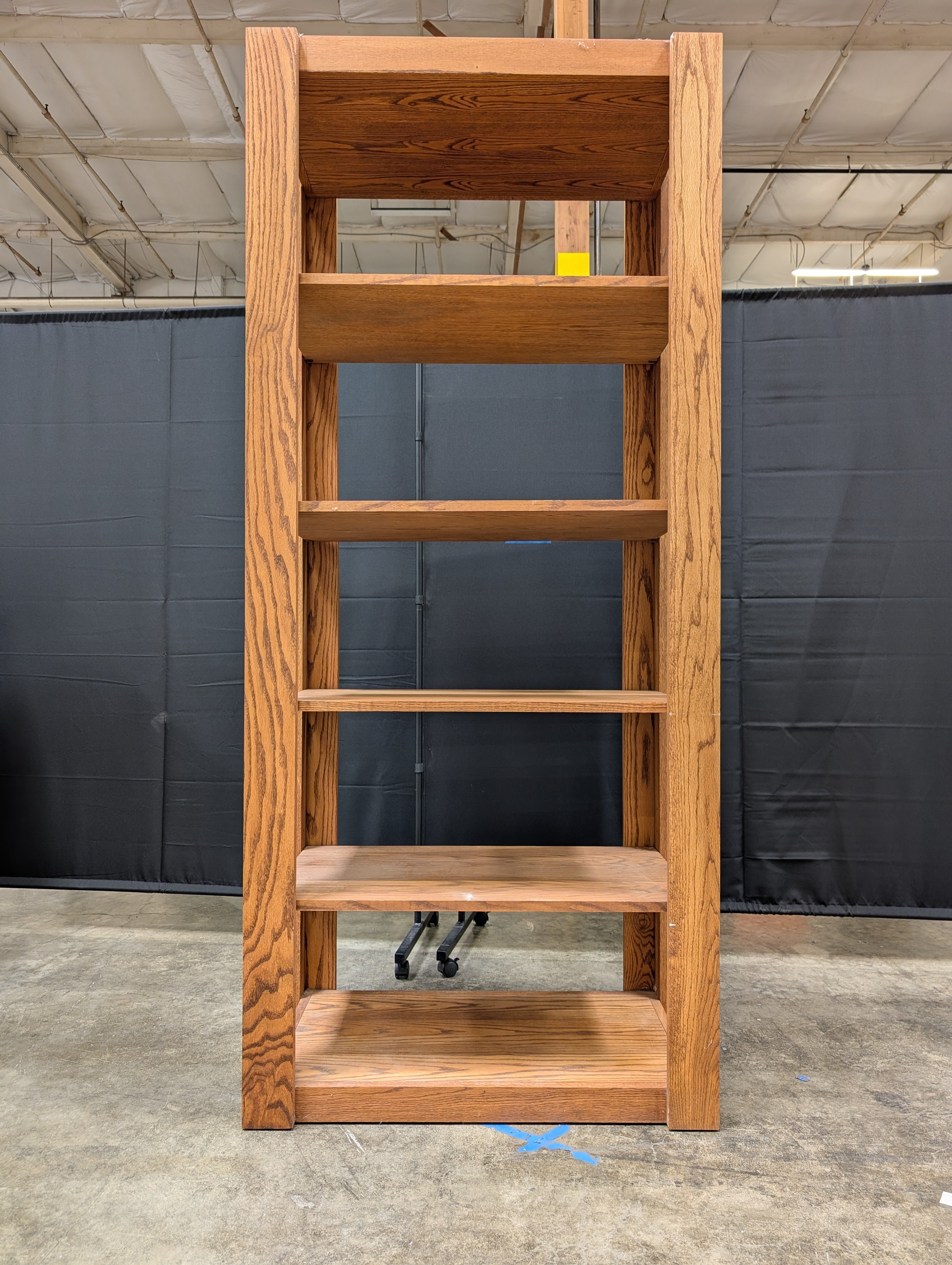 Five-Tier Oak Wood Bookcase in Medium Brown