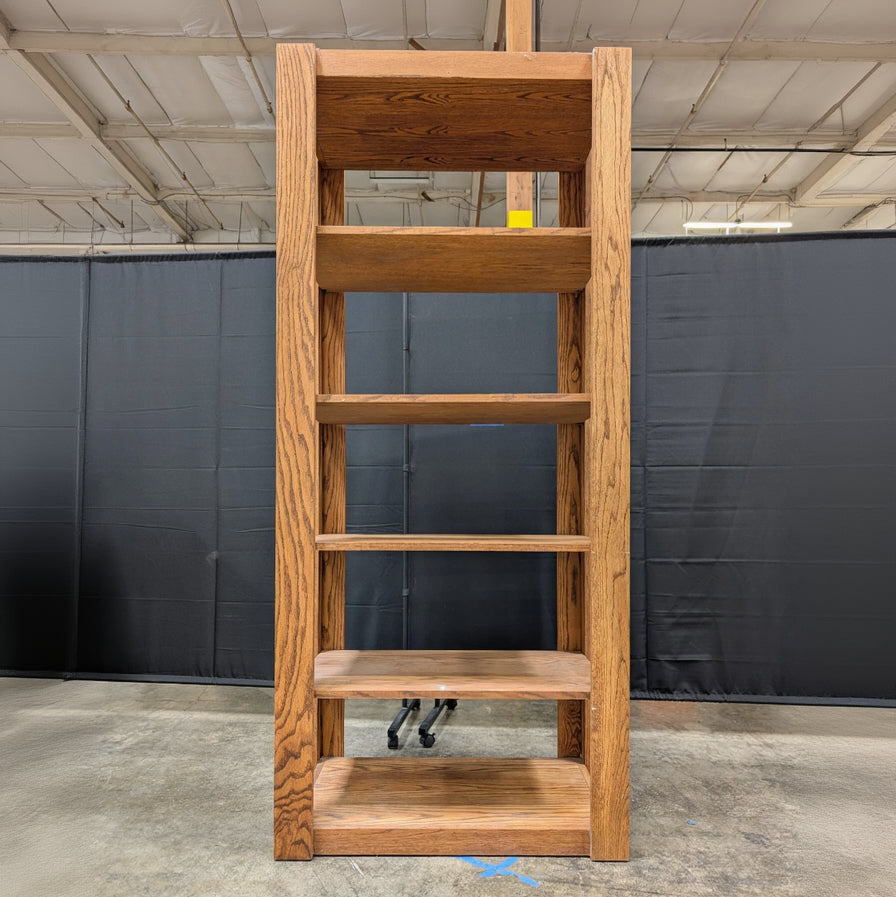 Five-Tier Oak Wood Bookcase in Medium Brown