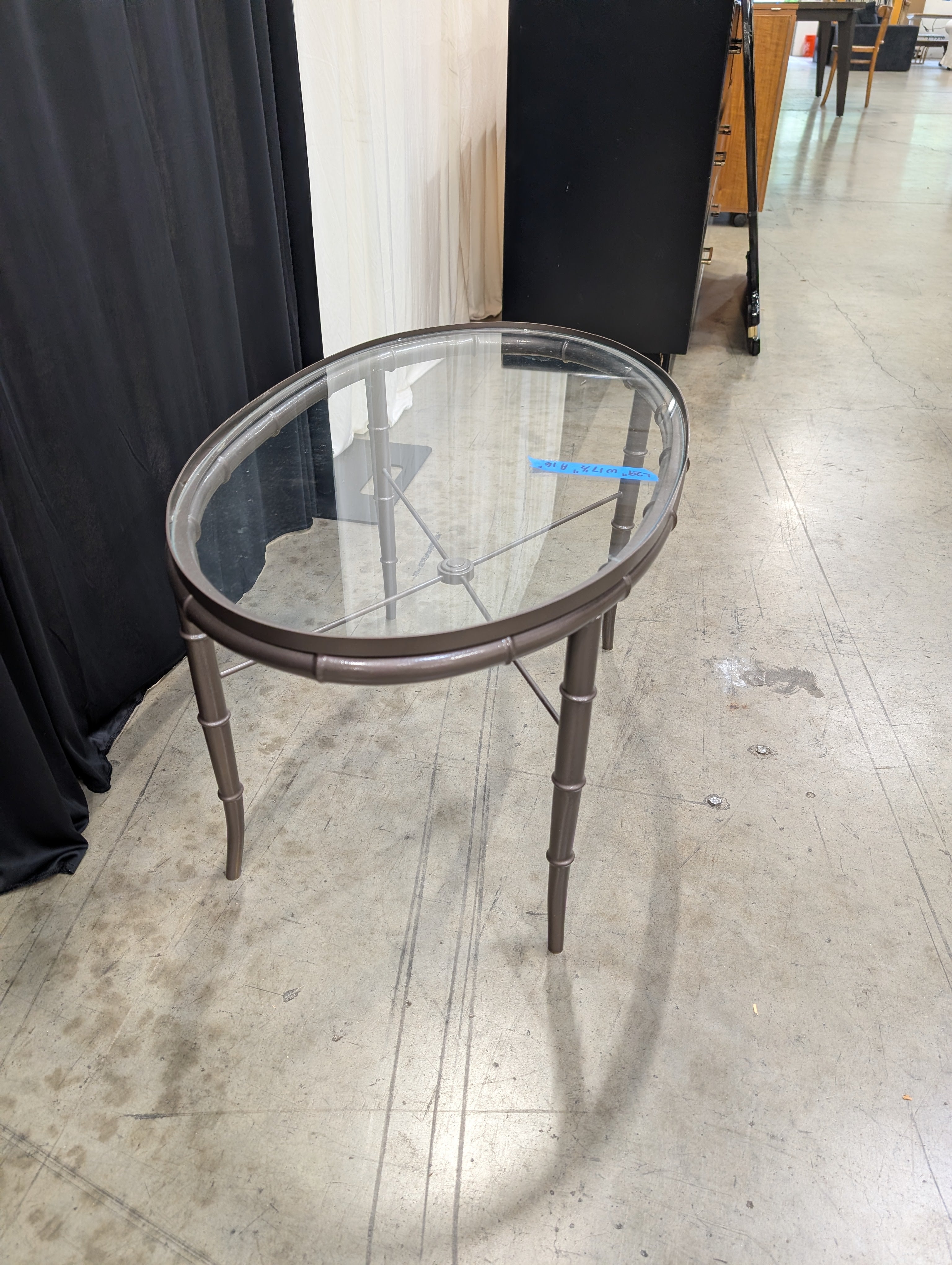 Dark Bronze Bamboo Style Oval End Table