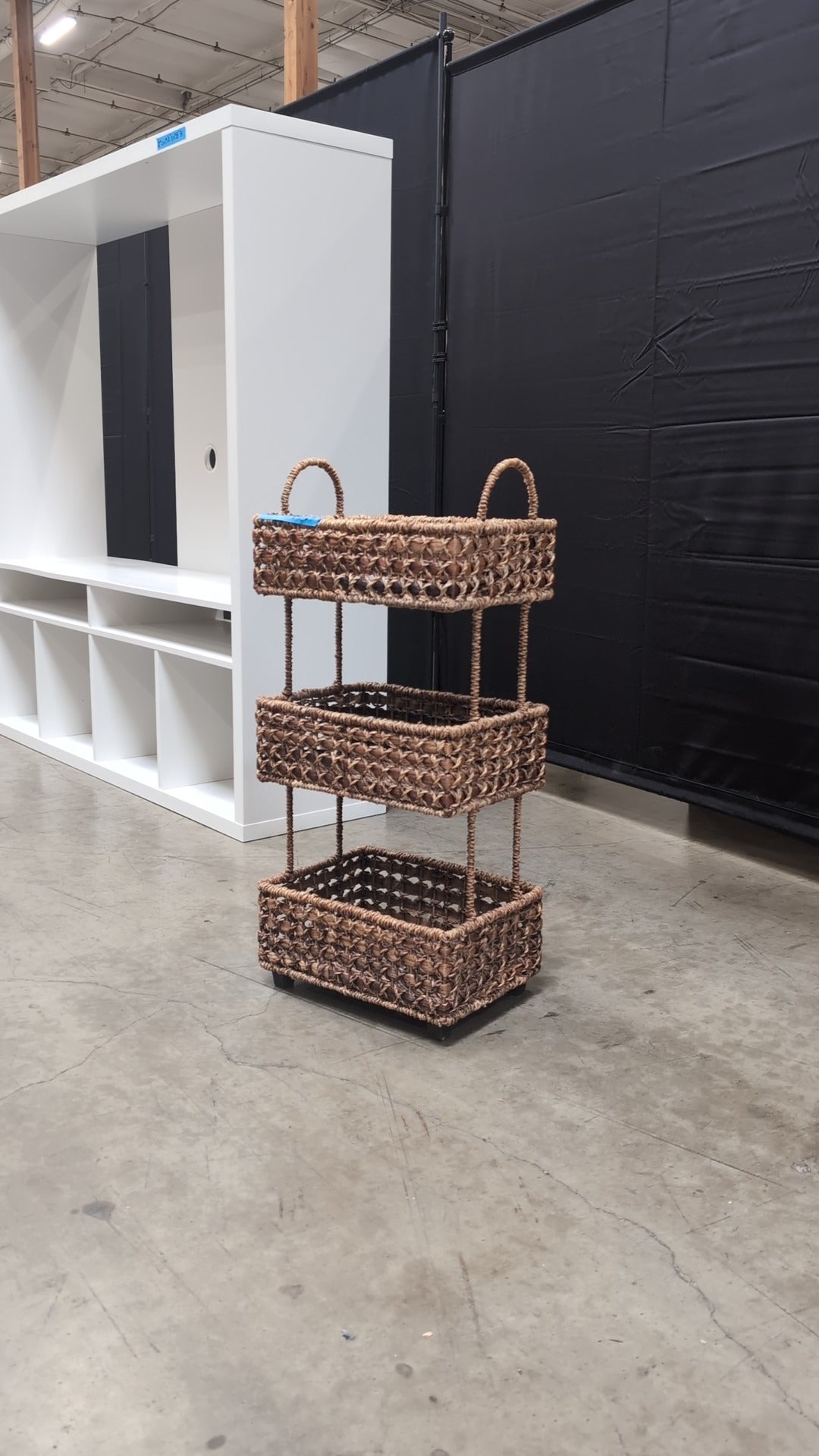 Three-Tier Woven Storage Unit with Handles