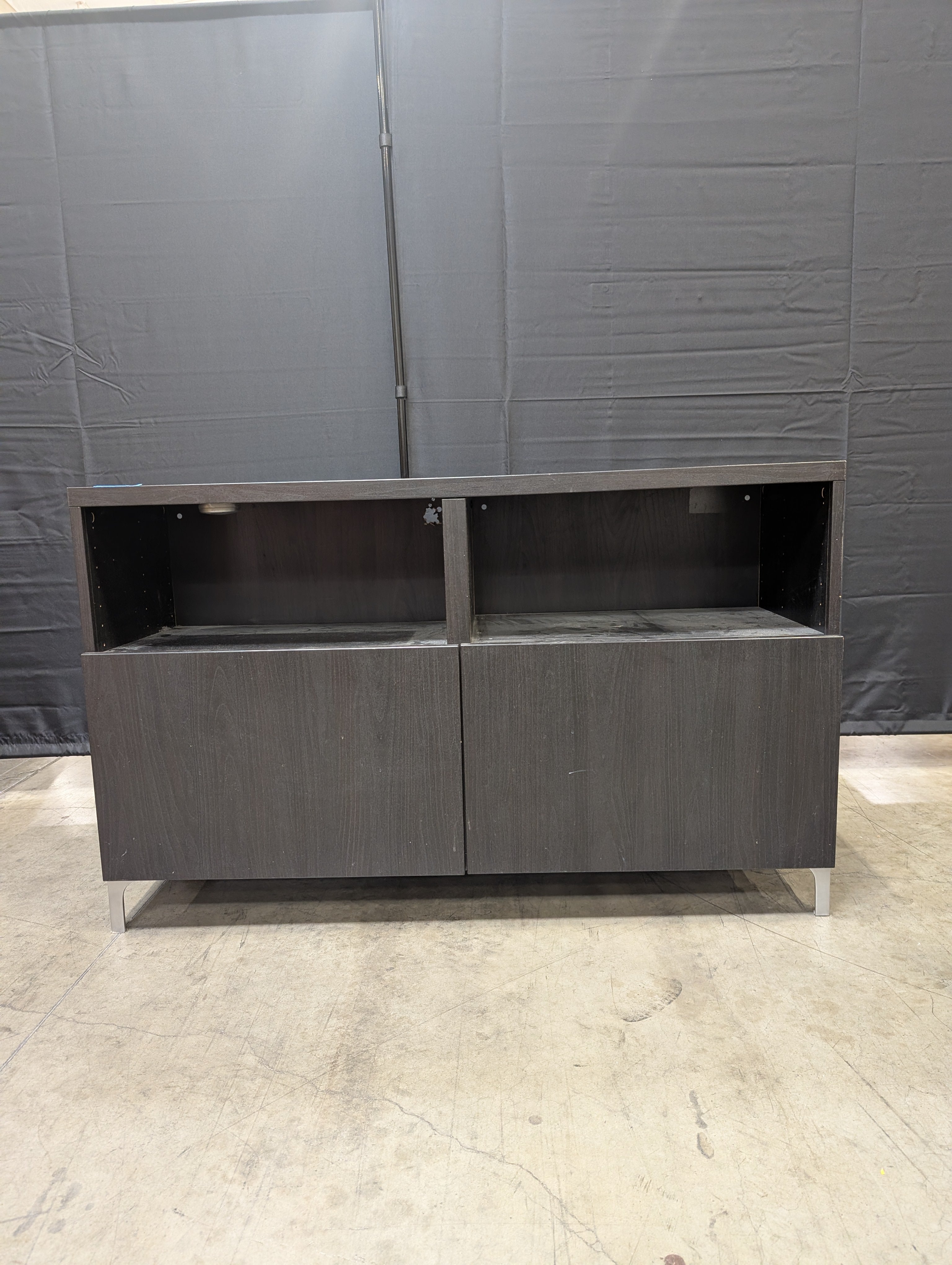 Versatile Black Storage Cabinet with Shelves and Doors