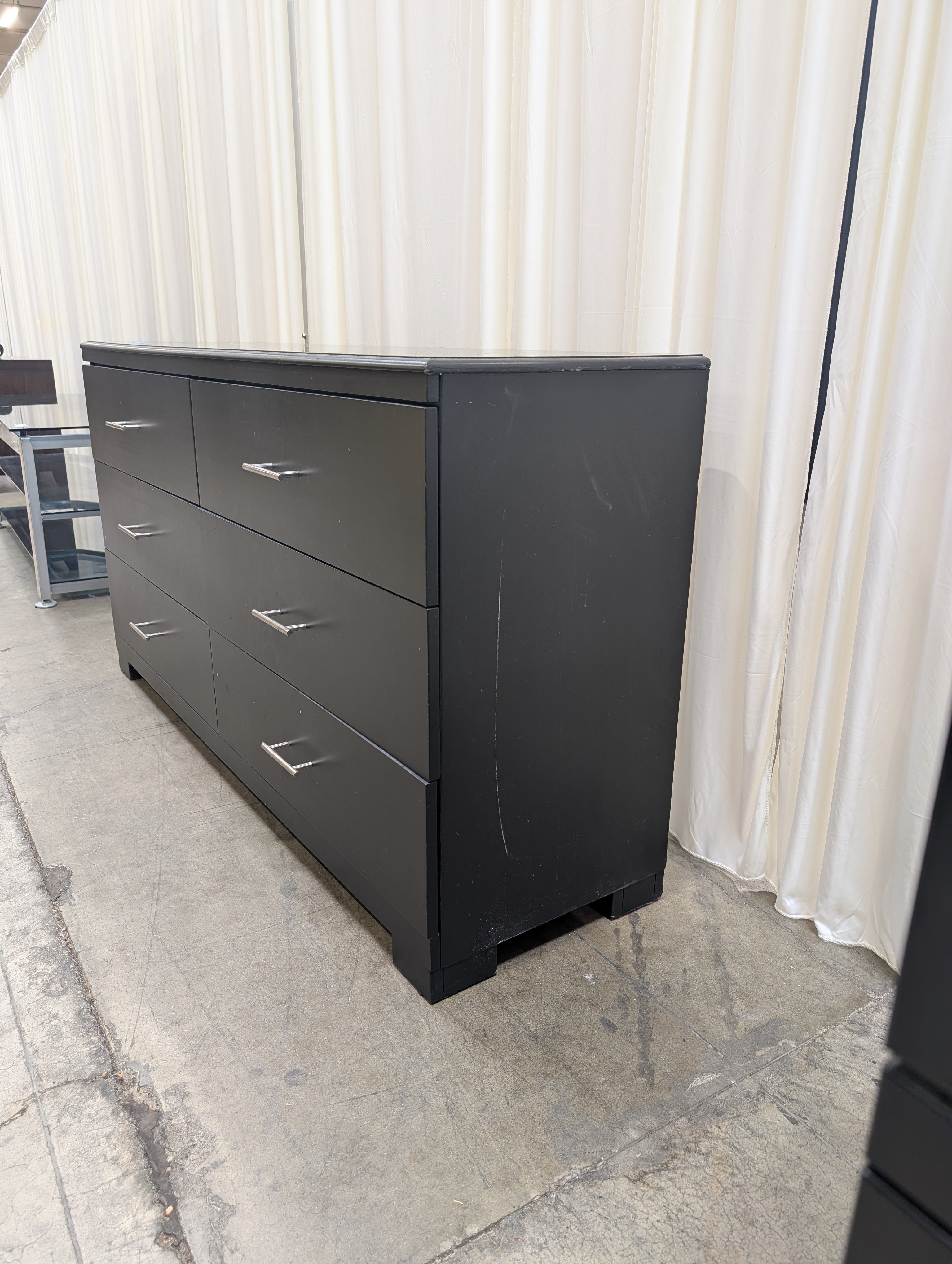 Matte Black Six-Drawer Dresser