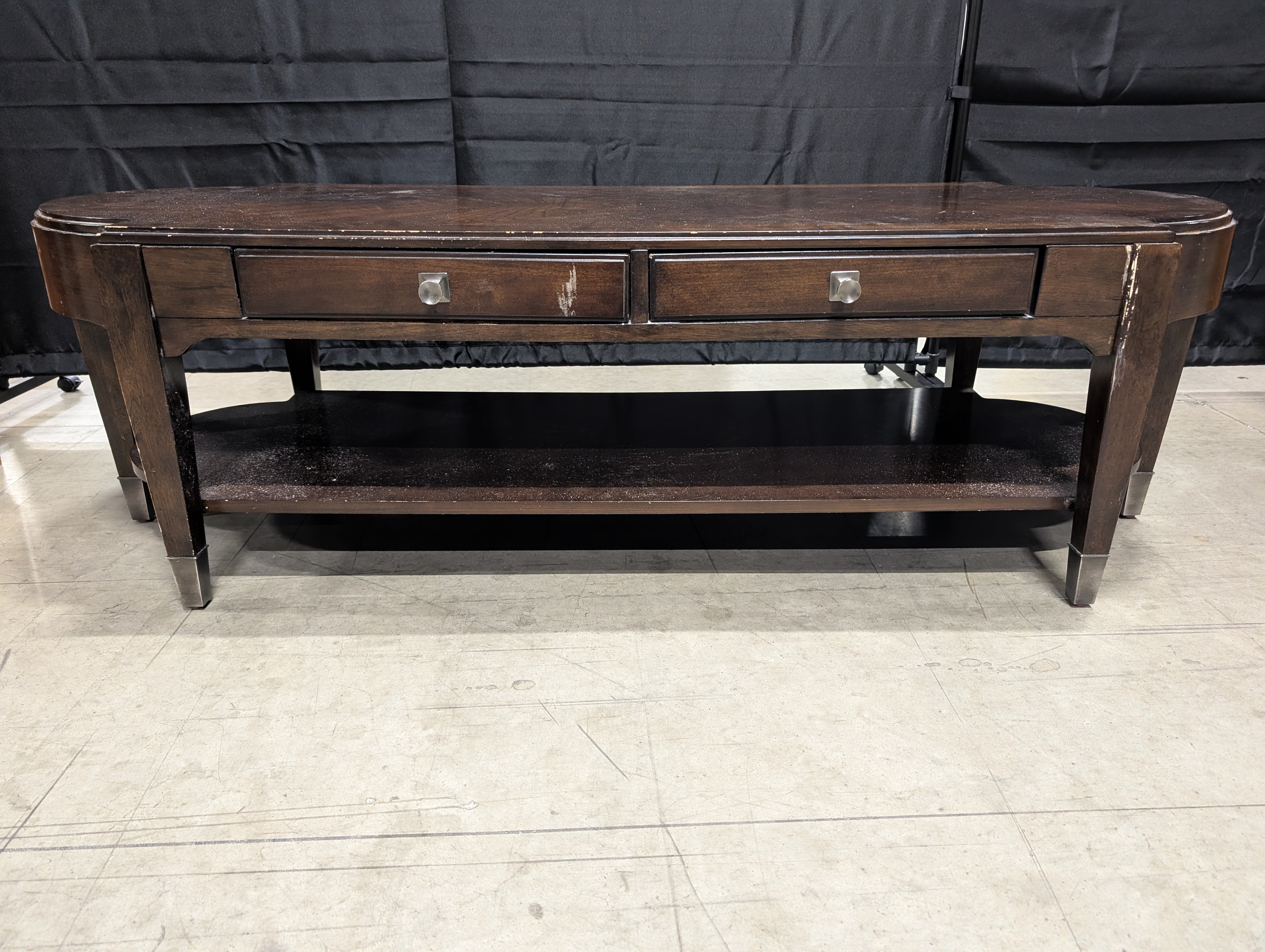 BASSETT Coffee Table with Storage Drawers and Lower Shelf
