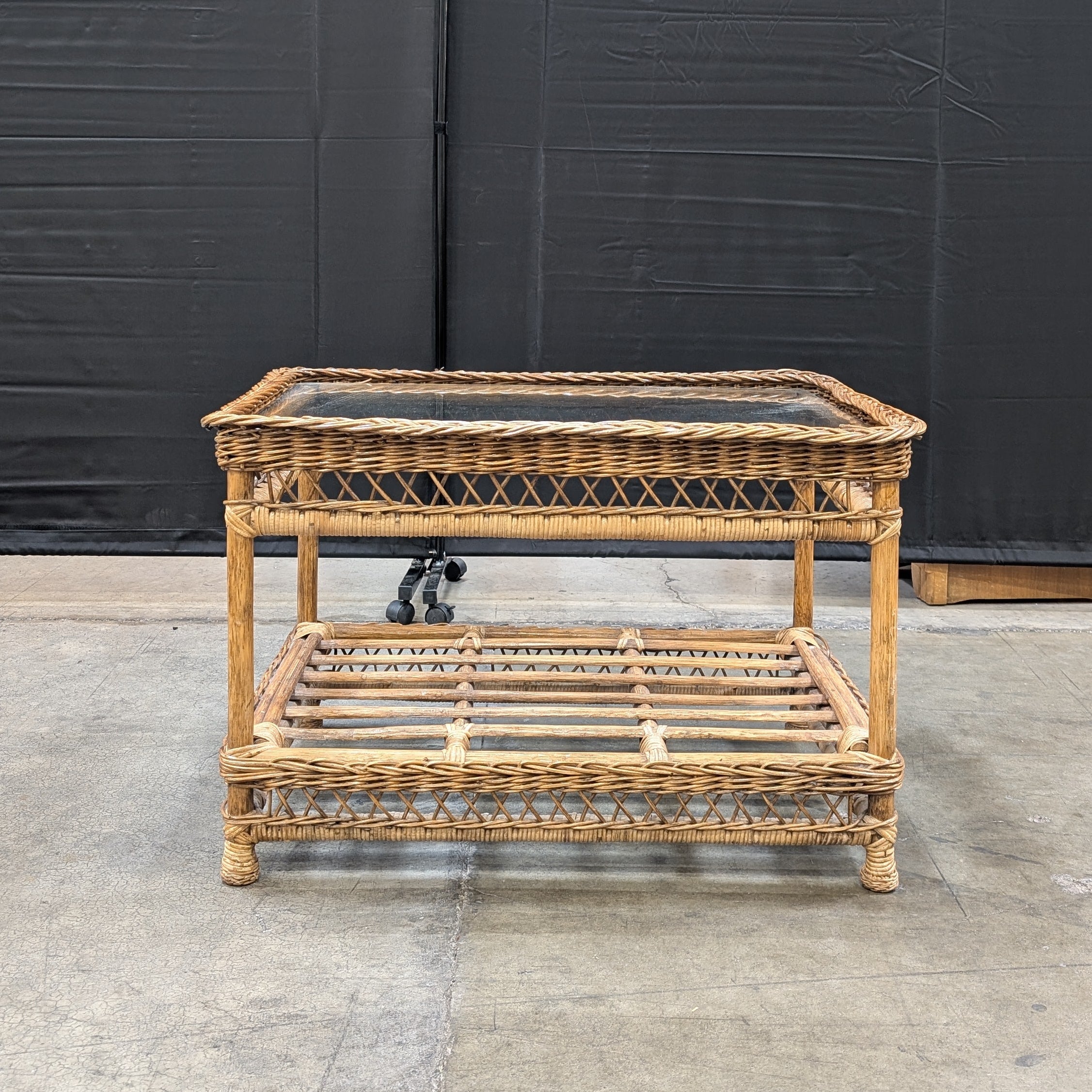 Natural Wicker Rectangular Display Shelf