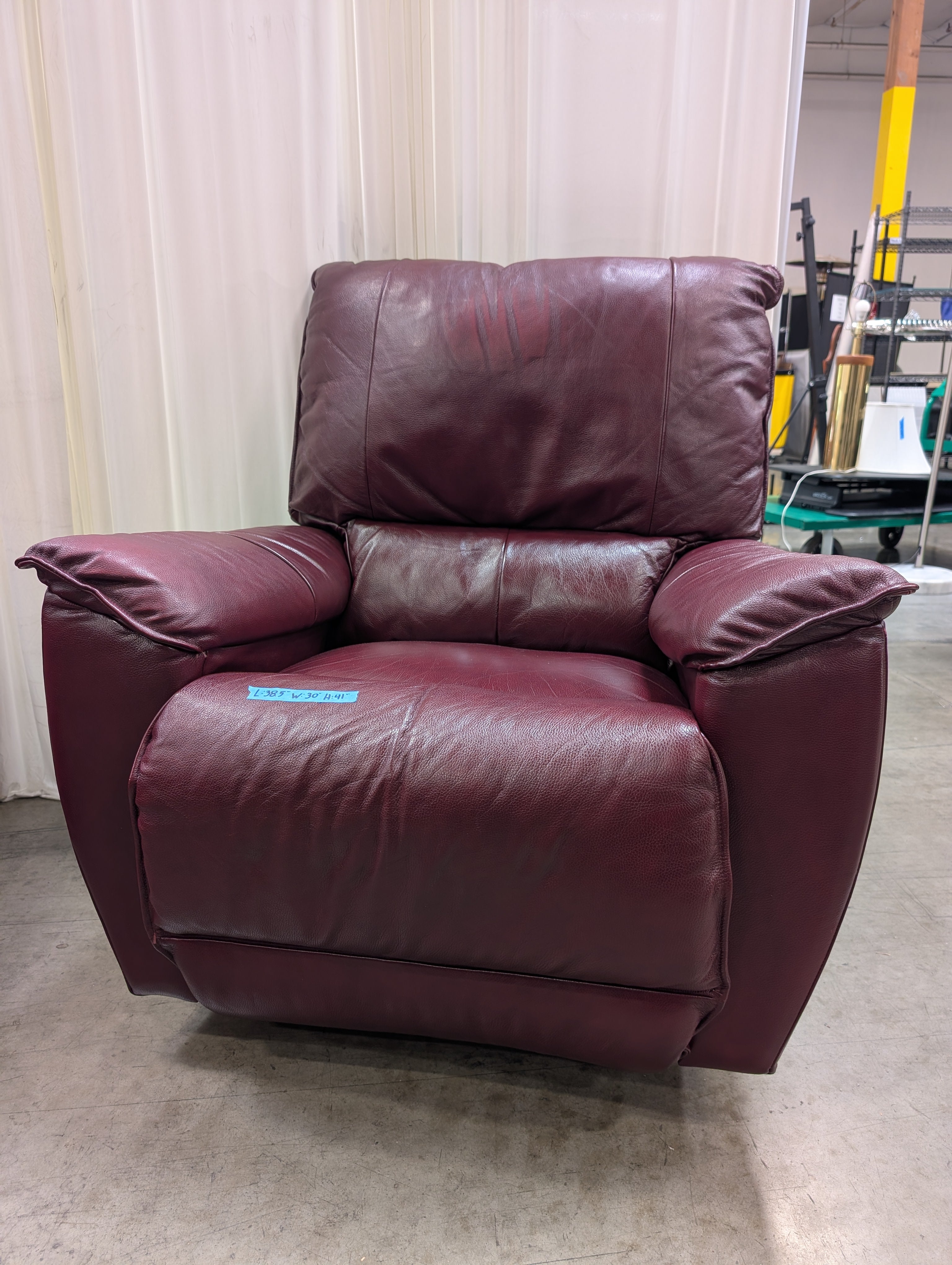 Burgundy Overstuffed LaZboy Recliner with Pillow Arms
