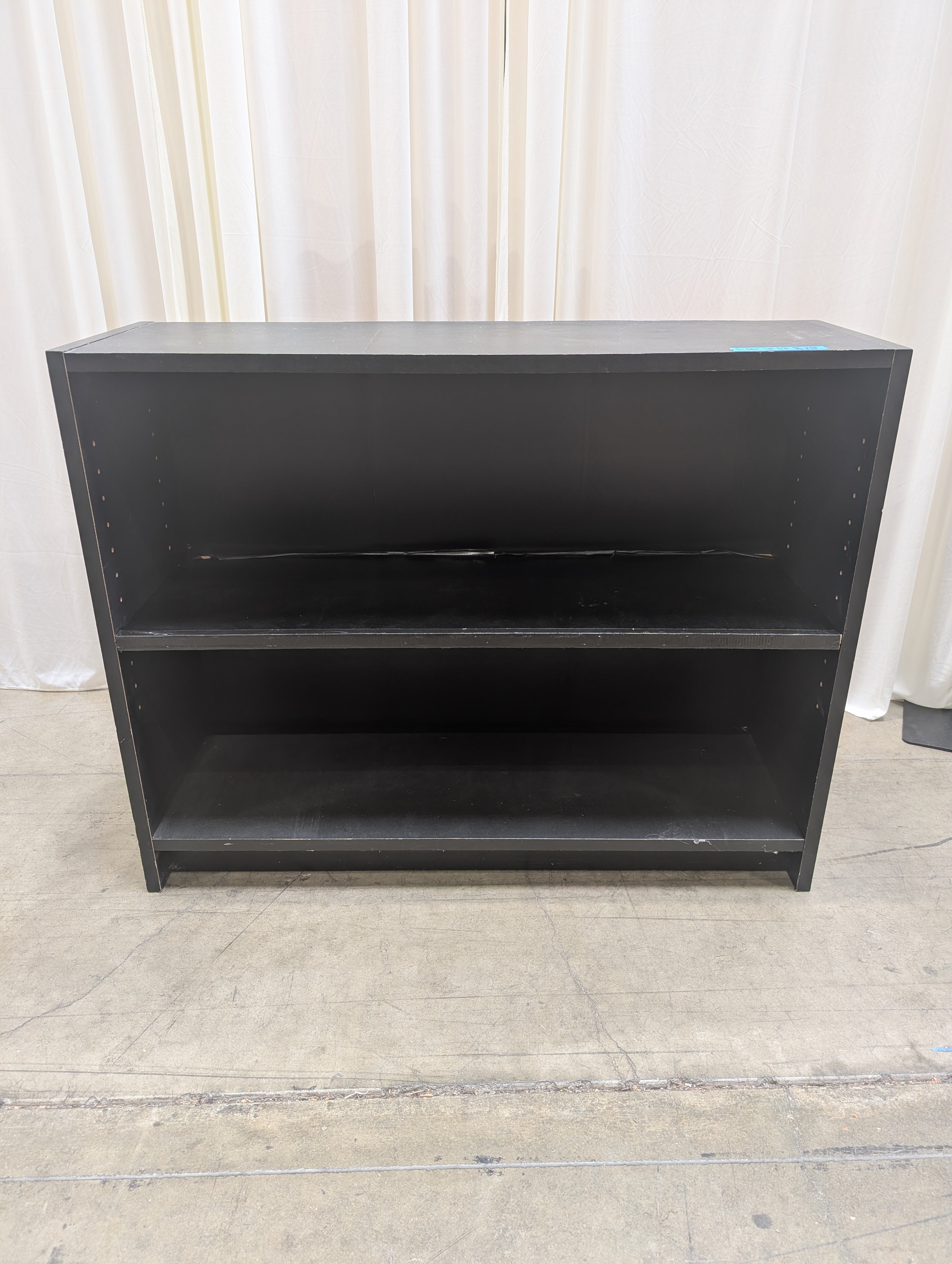 Low Black Wood Bookcase with Adjustable Shelf