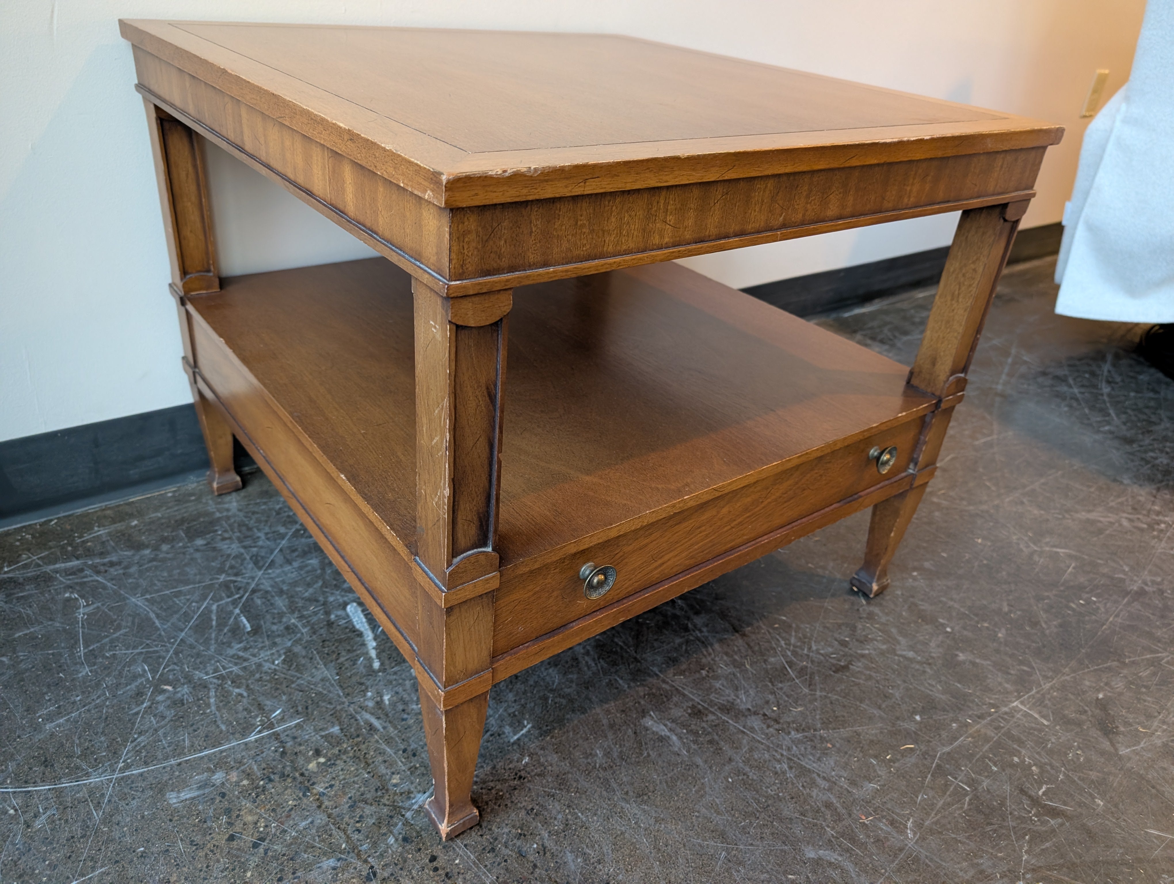 Vintage Midcentury Drexel Triune Side Table With Drawer