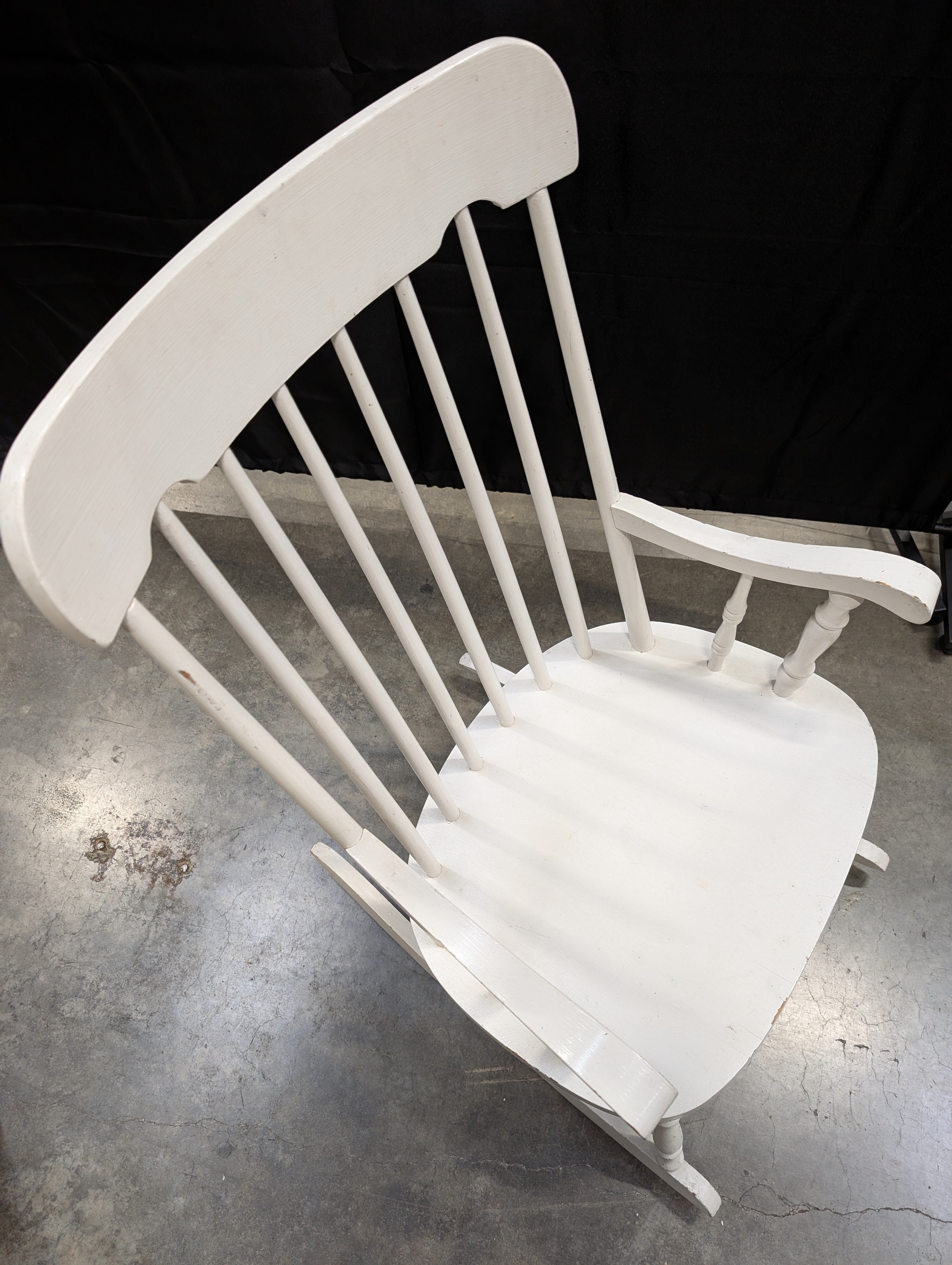 Classic White Wood Spindle Back Rocking Chair