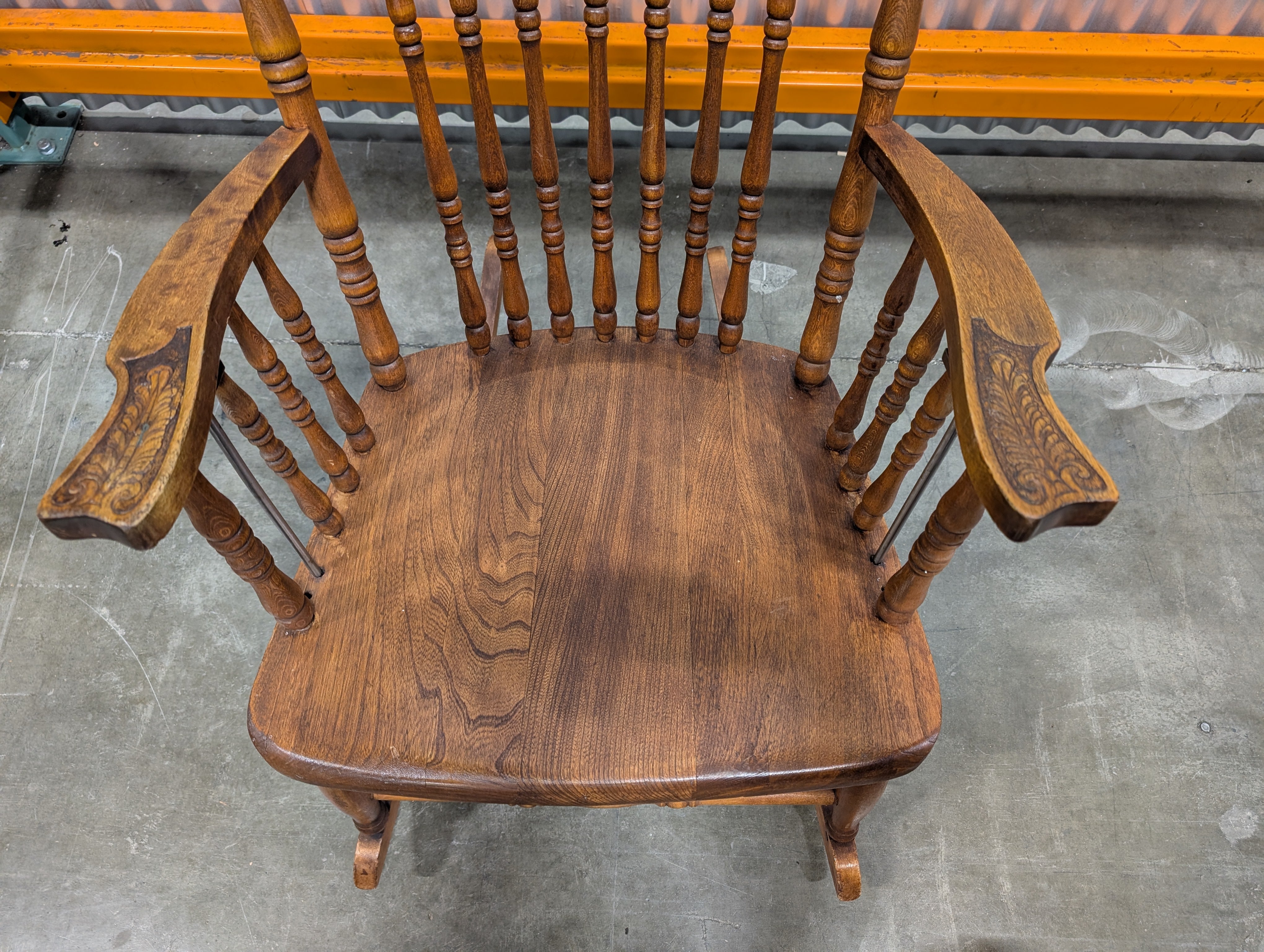 Intricate Carved Hardwood Rocking Chair