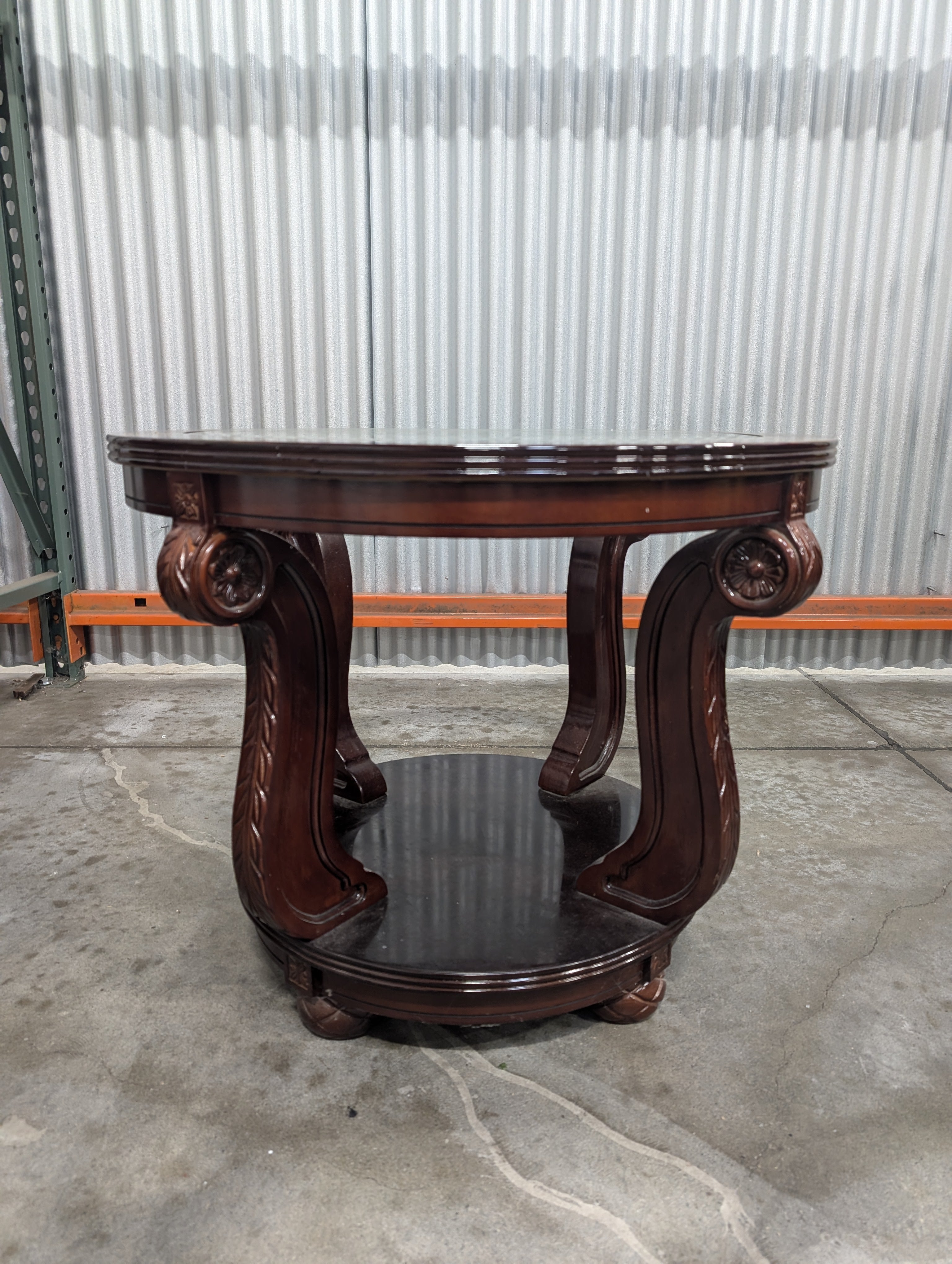 Decorative Round Glass Top Wood End Table
