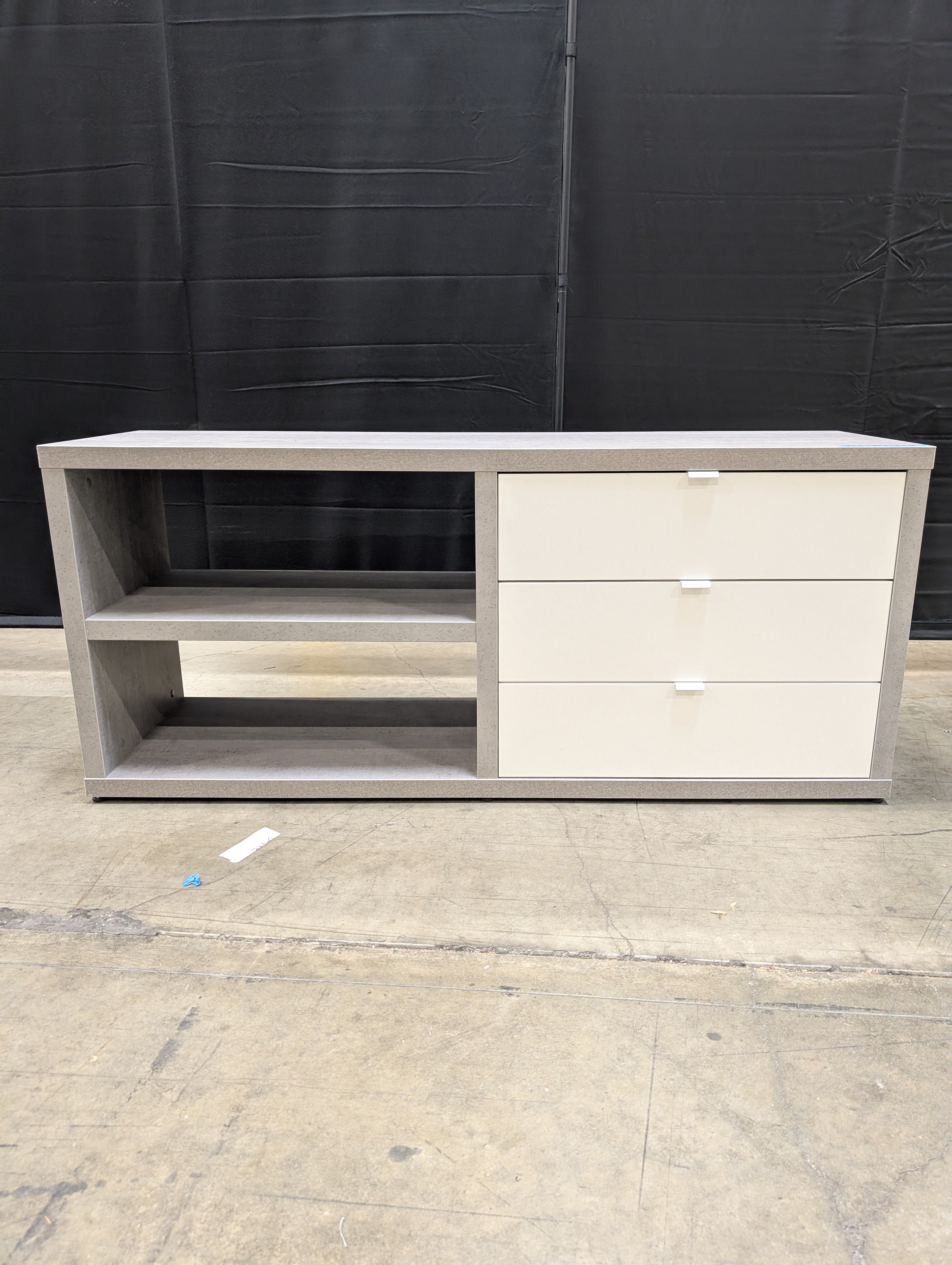 Modern Grey and Cream Three-Drawer TV Stand