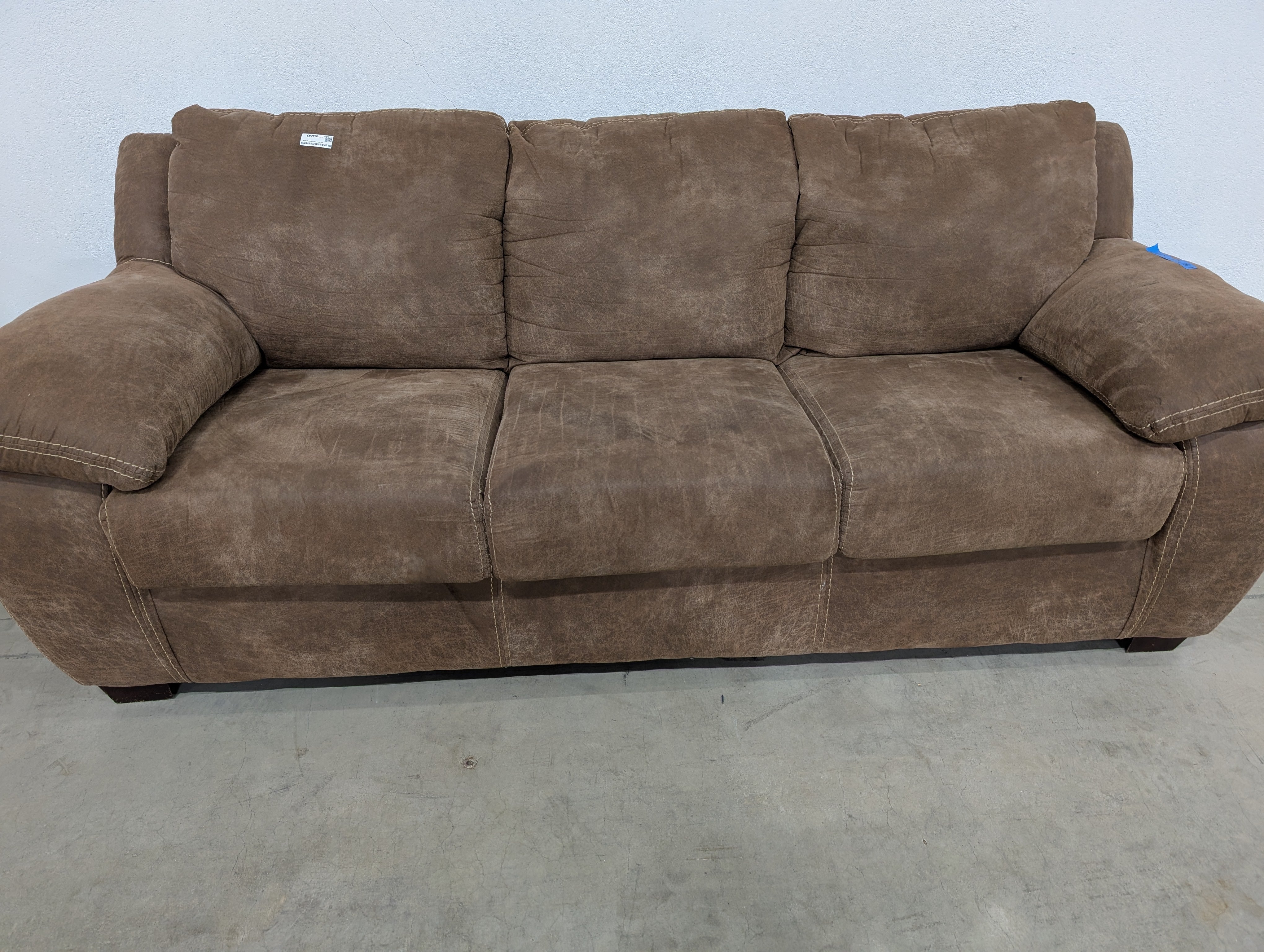 Brown Microfiber Three-Seat Sofa