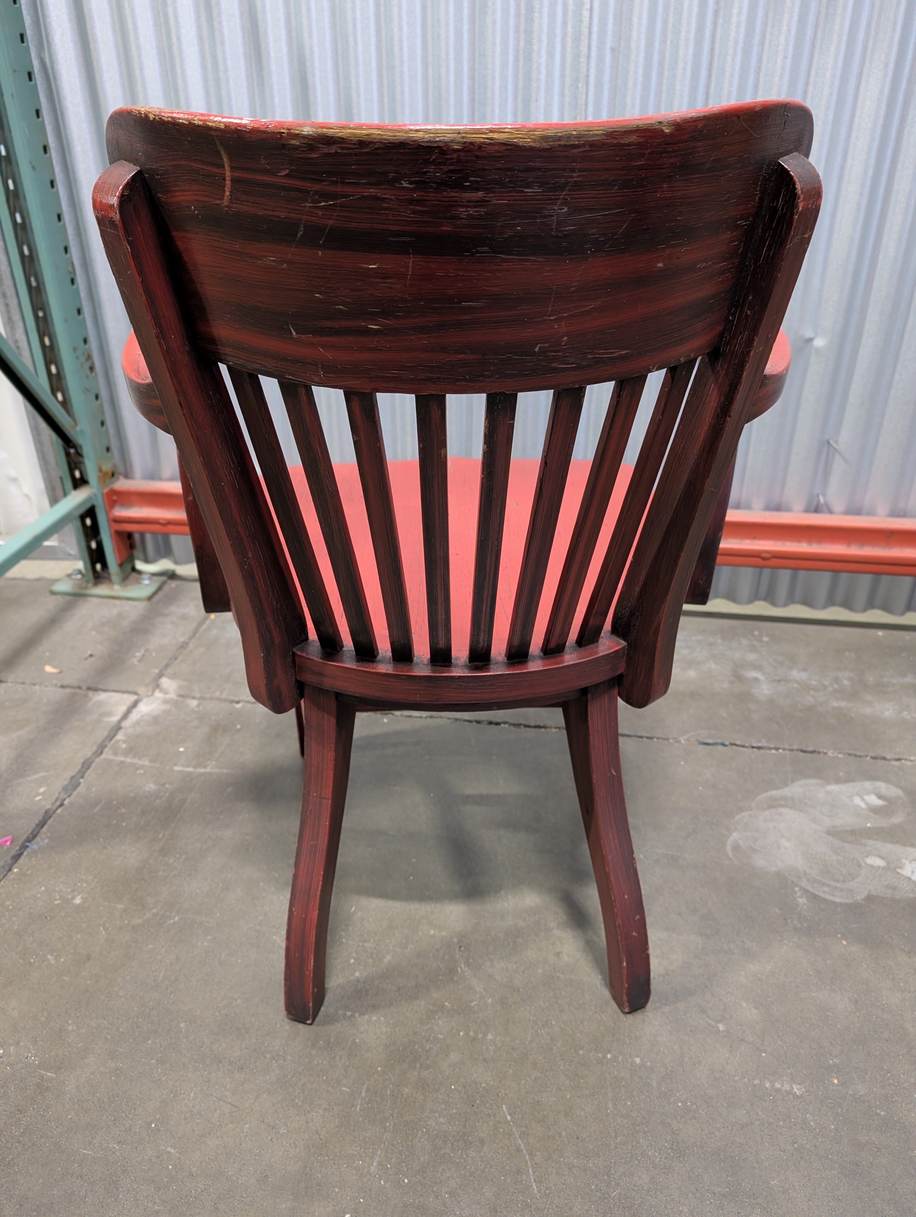 Charming Red Wooden Armchair