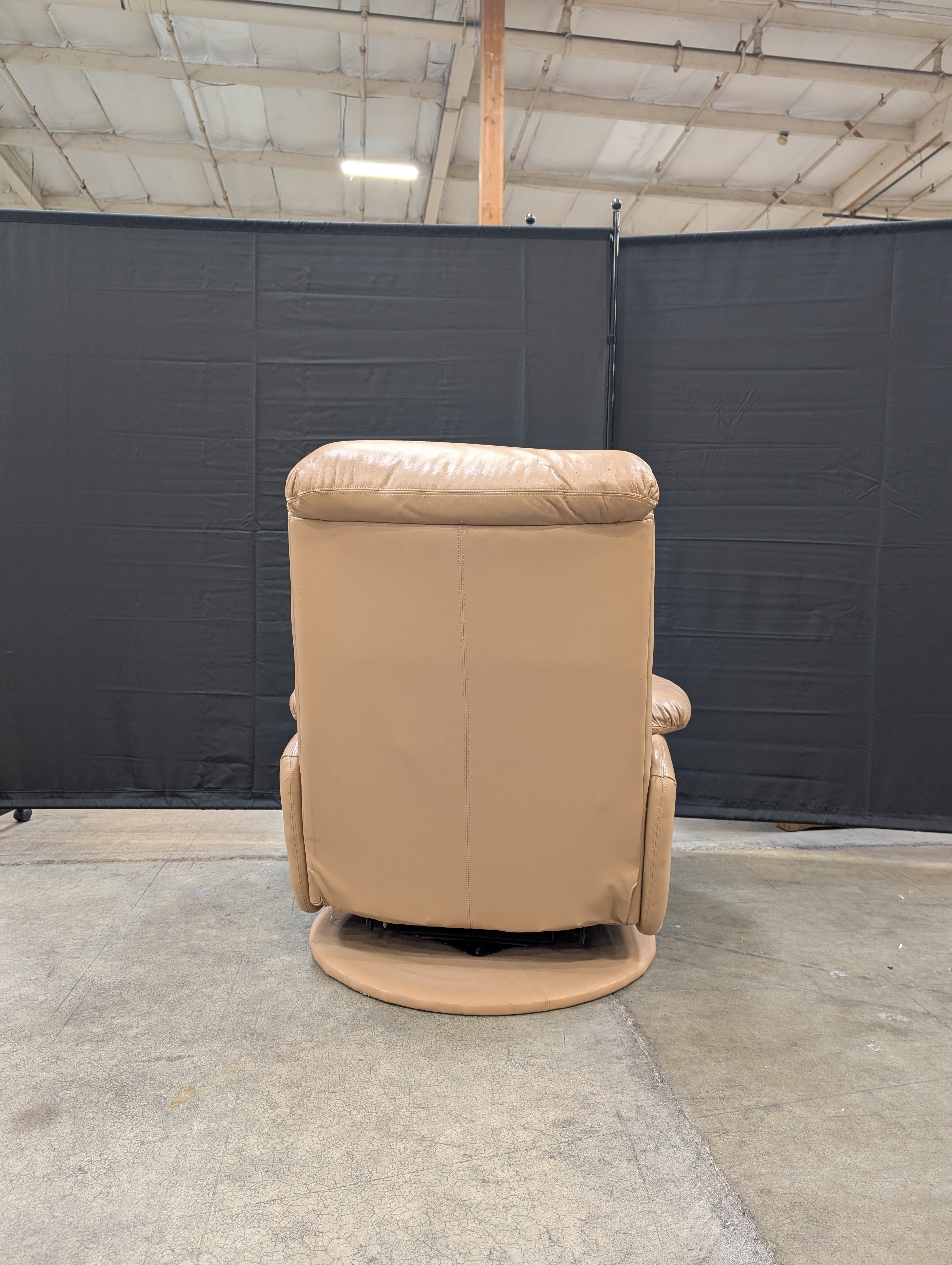 Used Plush Tan Upholstered Recliner Chair