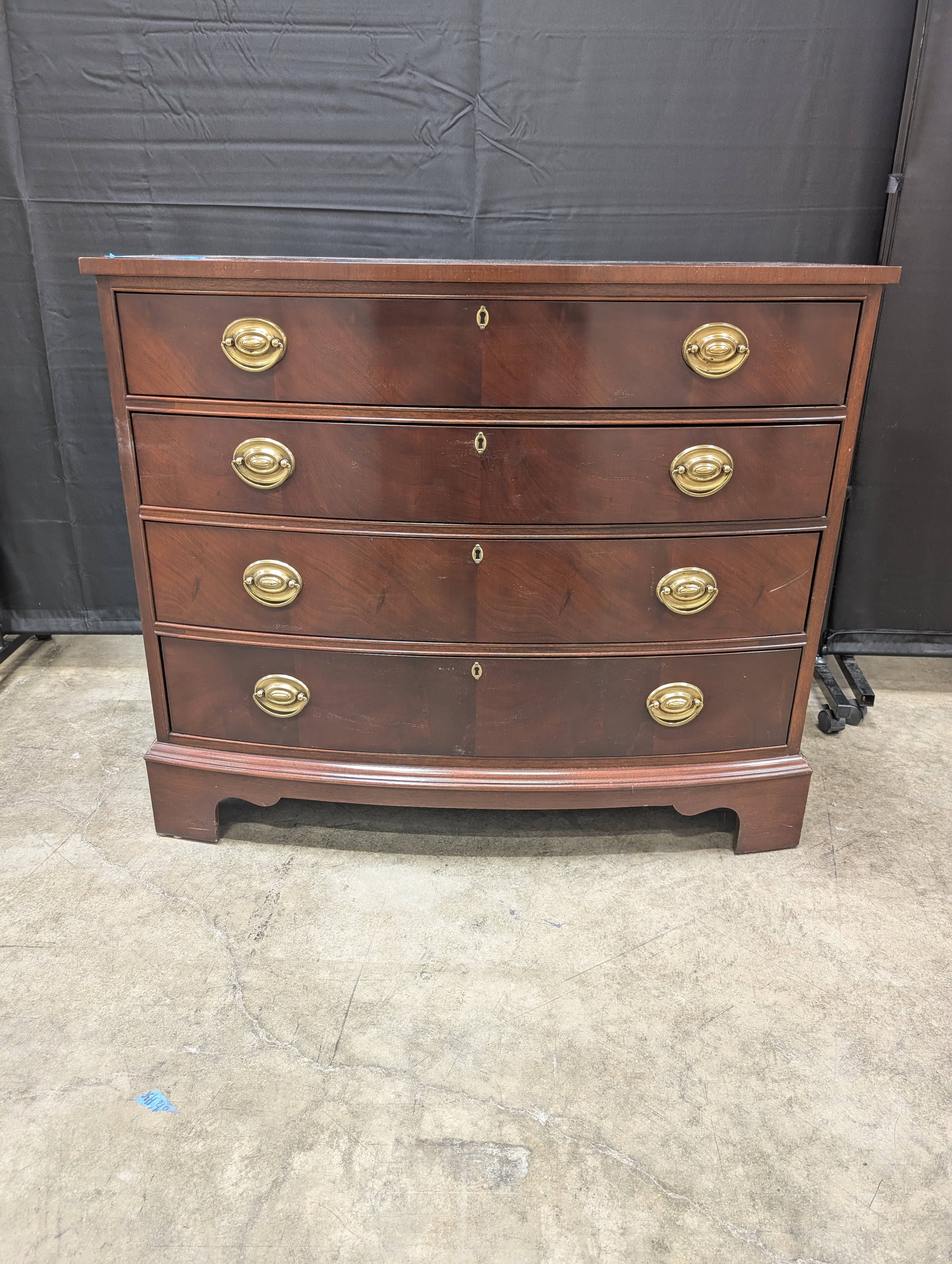 Traditional Ethan Allen Mahogany Four-Drawer Dresser with Brass Hardware