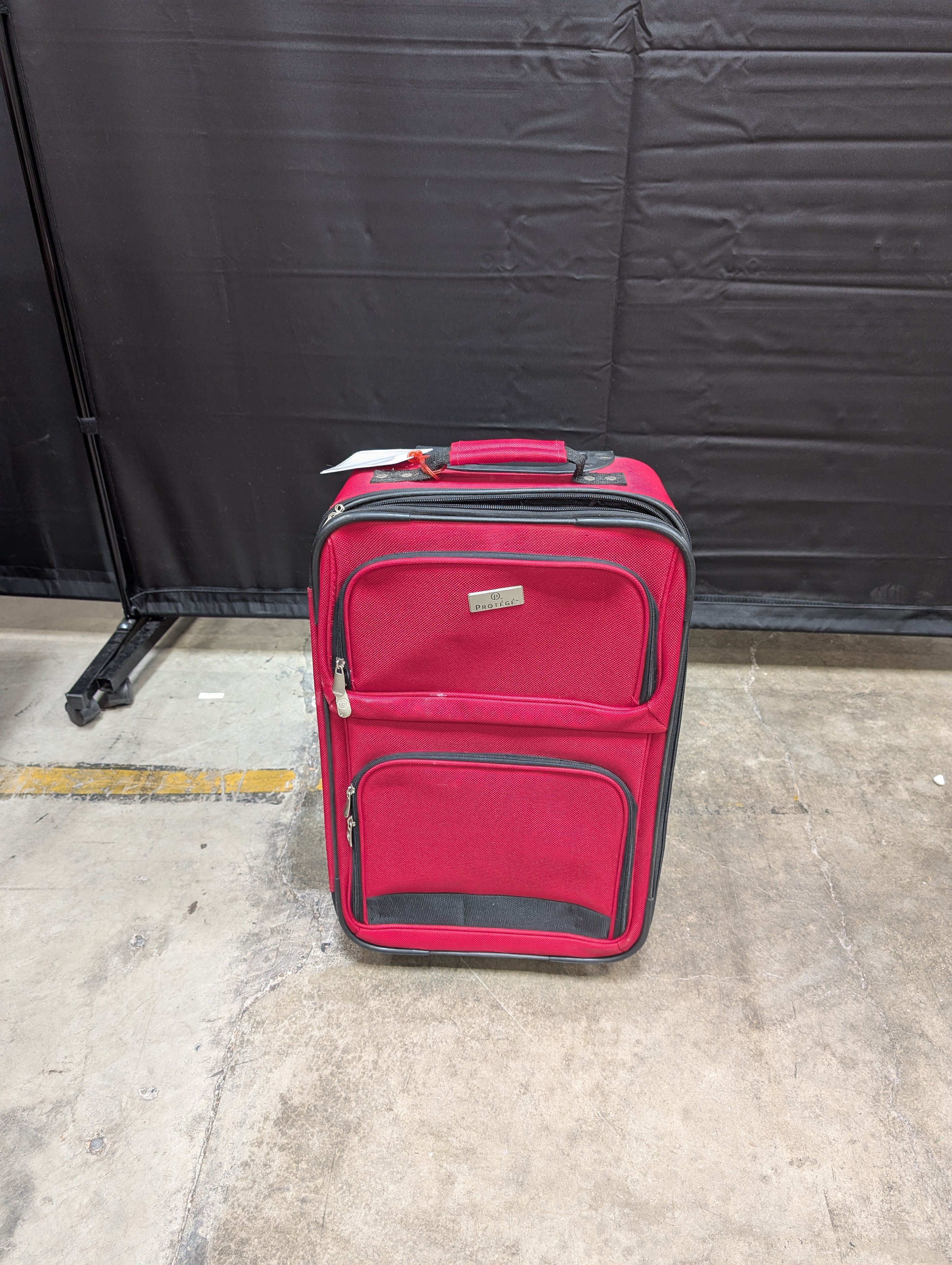 Red Softshell Rolling Suitcase with Exterior Pockets