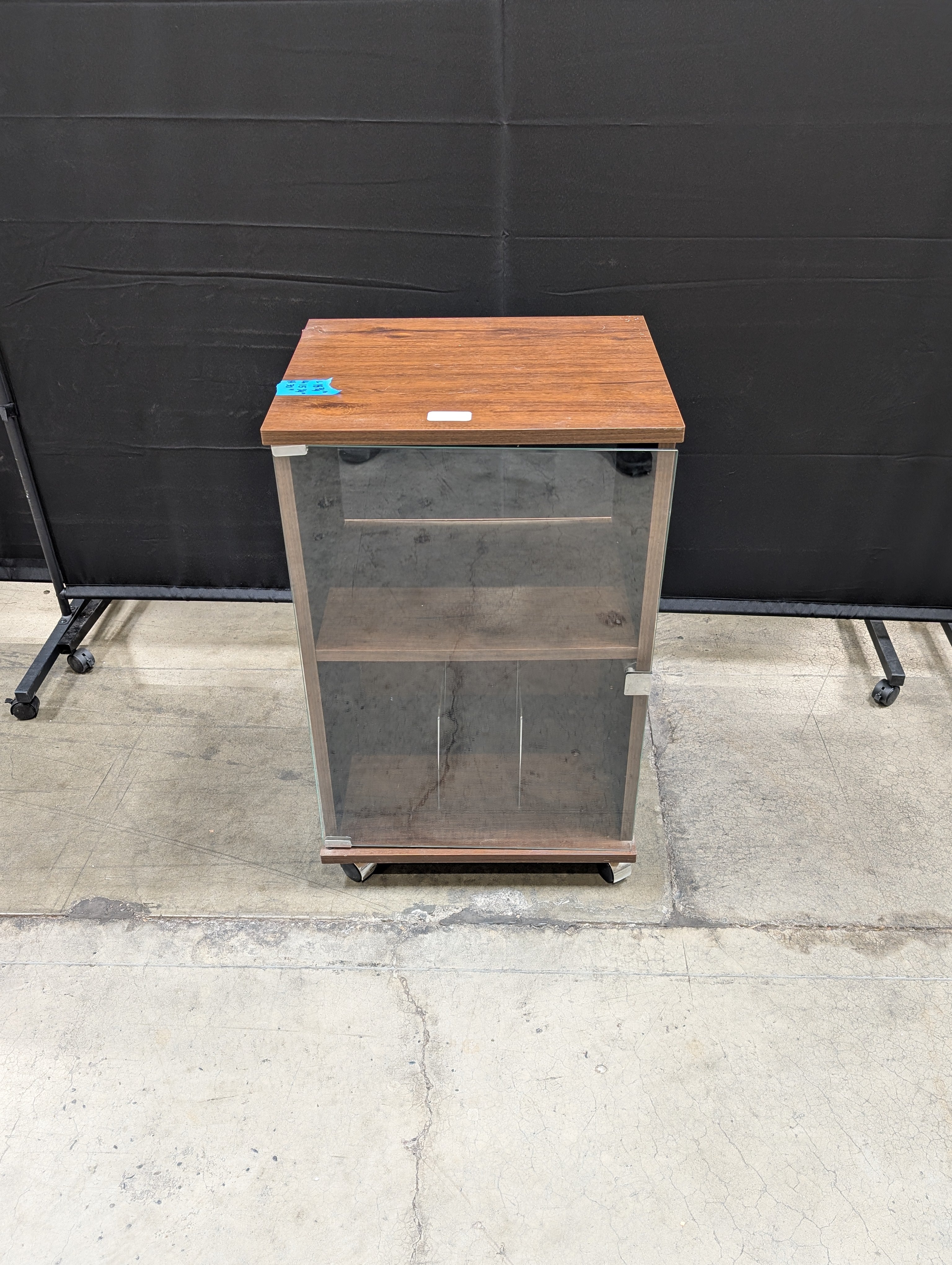 Dark Wood Two-Tier Storage Side Table with Shelves