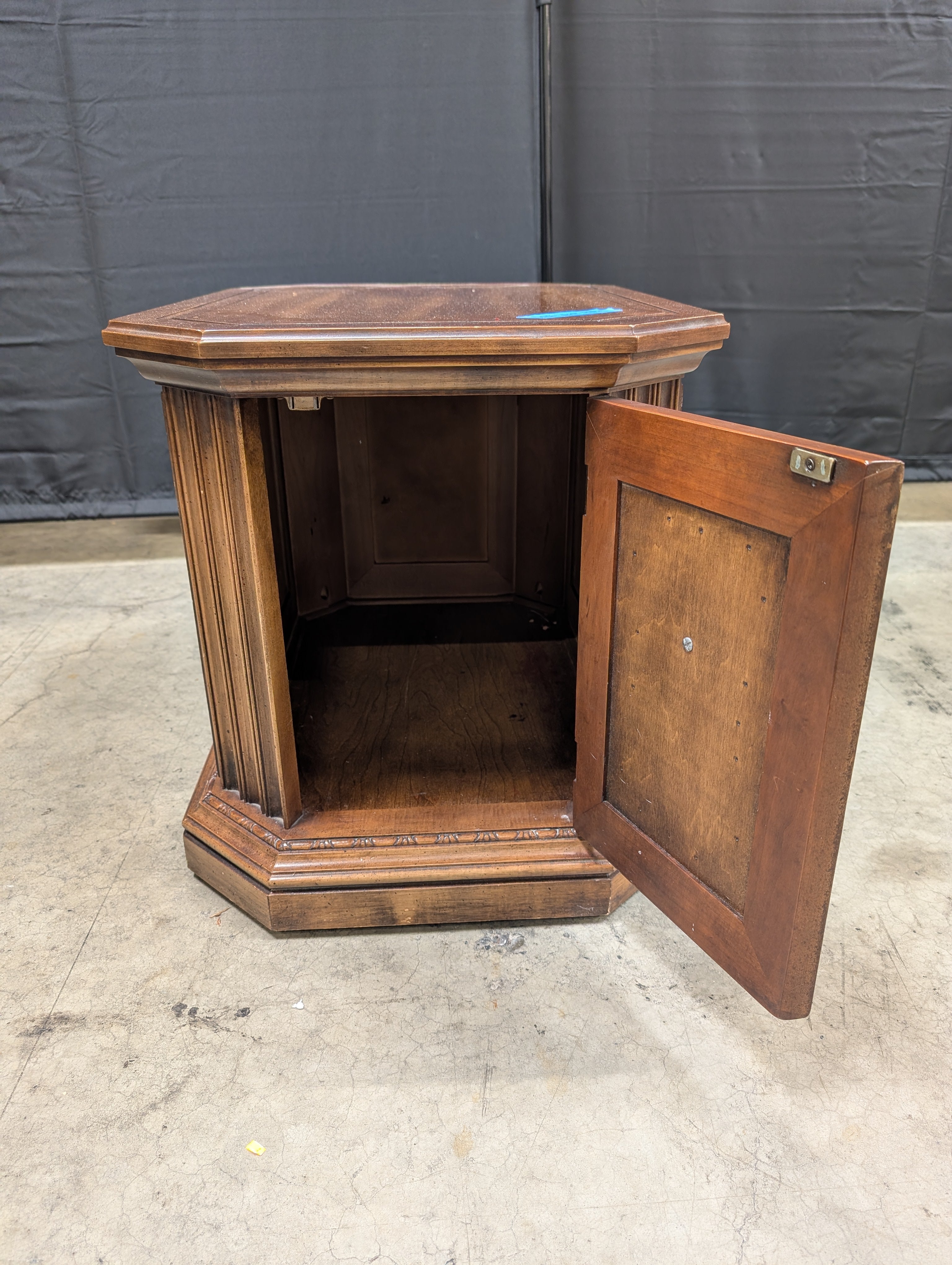 Octagonal Wood End Table in Walnut Stain