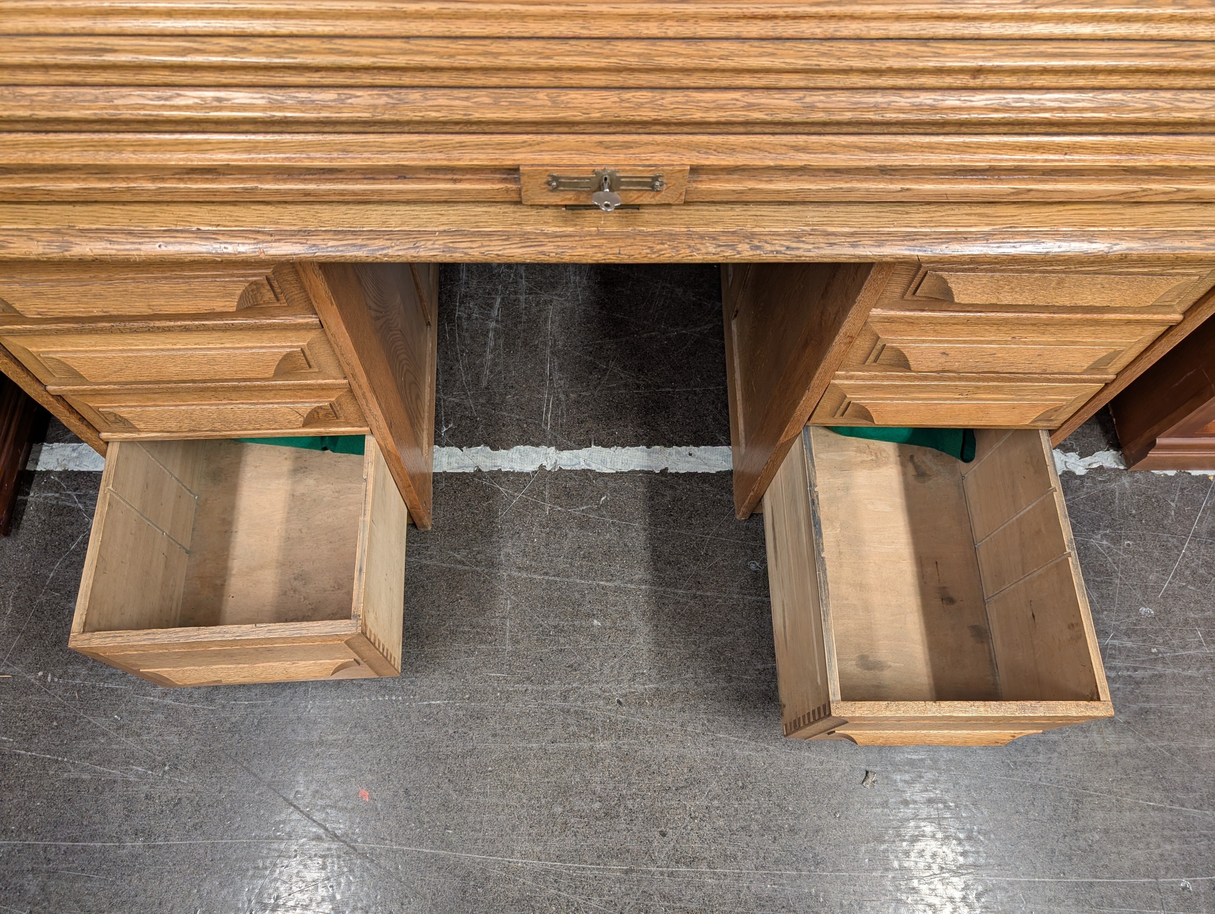 Vintage Oak Wood Roll Up Secretary Desk