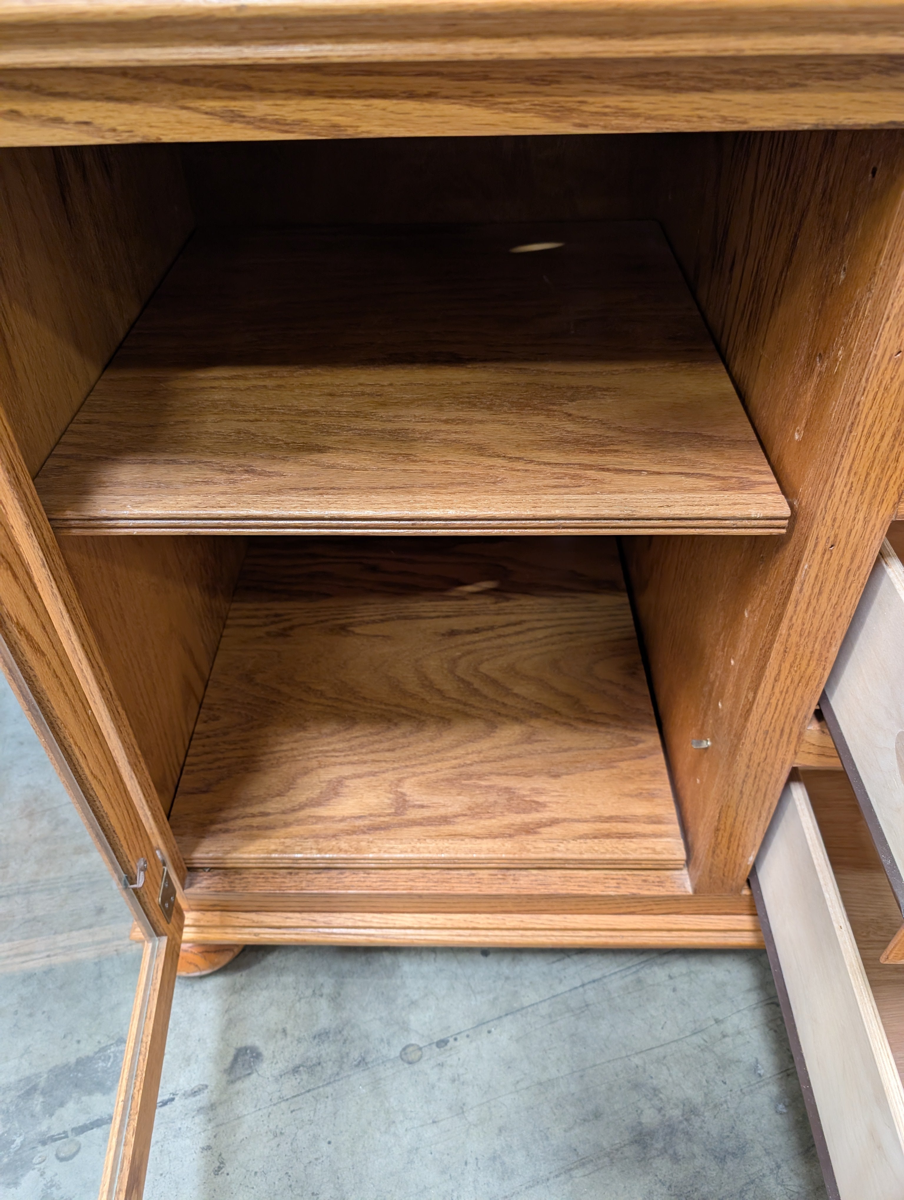 Solid Wood Media Console with Glass Door and Drawers
