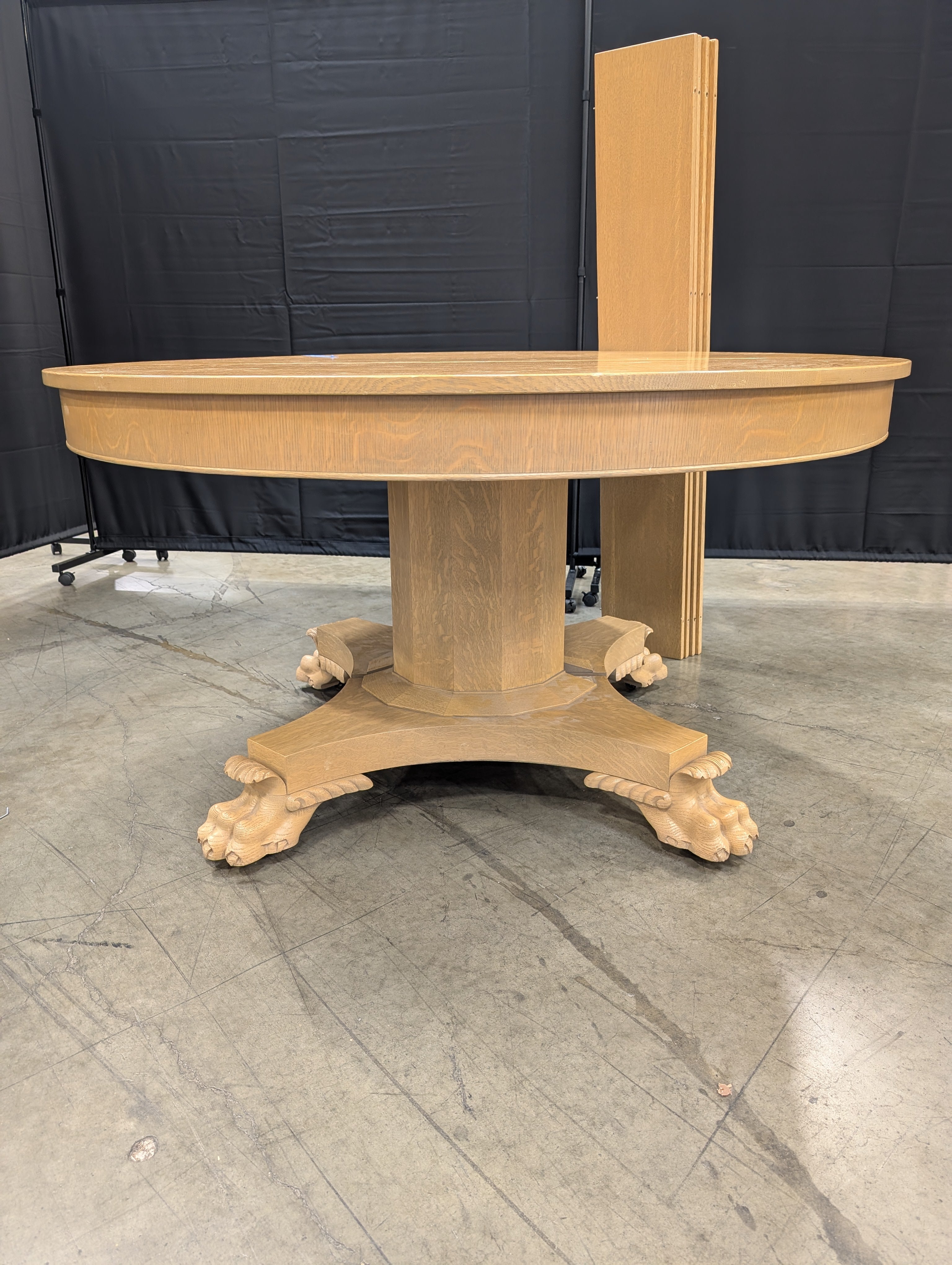Extendable Oval Wood Dining Table with Pedestal Base
