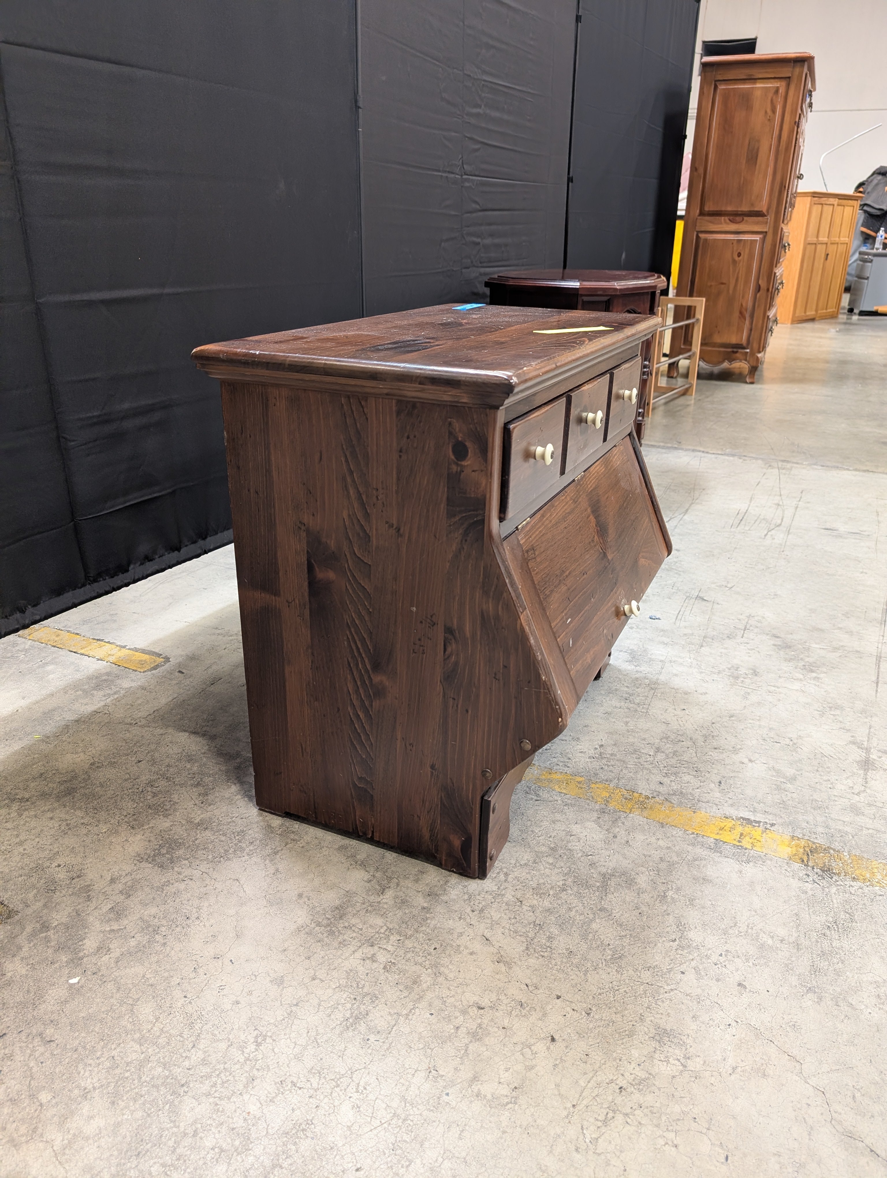 Ethan Allen Solid Wood Secretary Nightstand with Drop-Front Desk