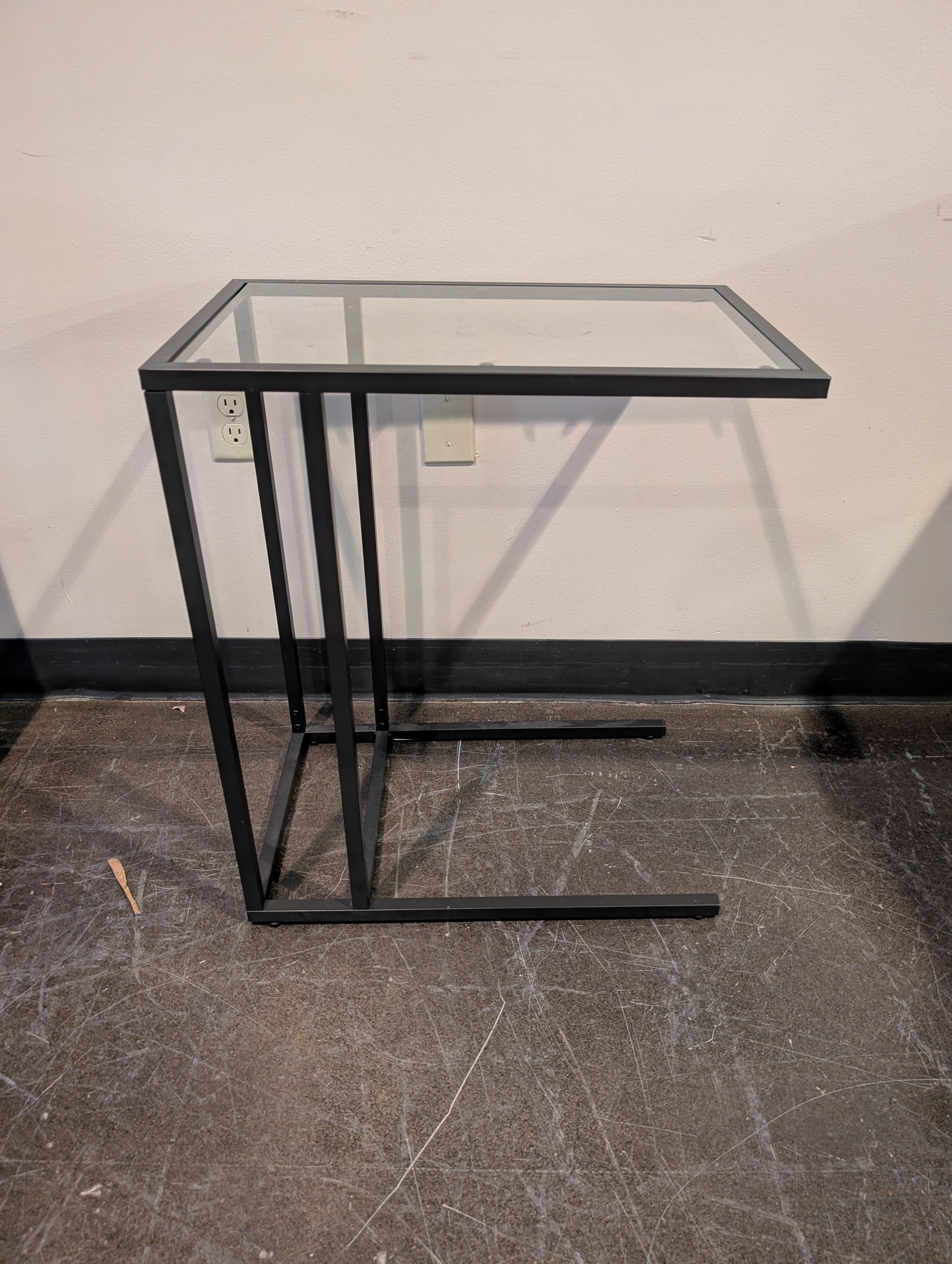 Modern Industrial Glass Top Side Table