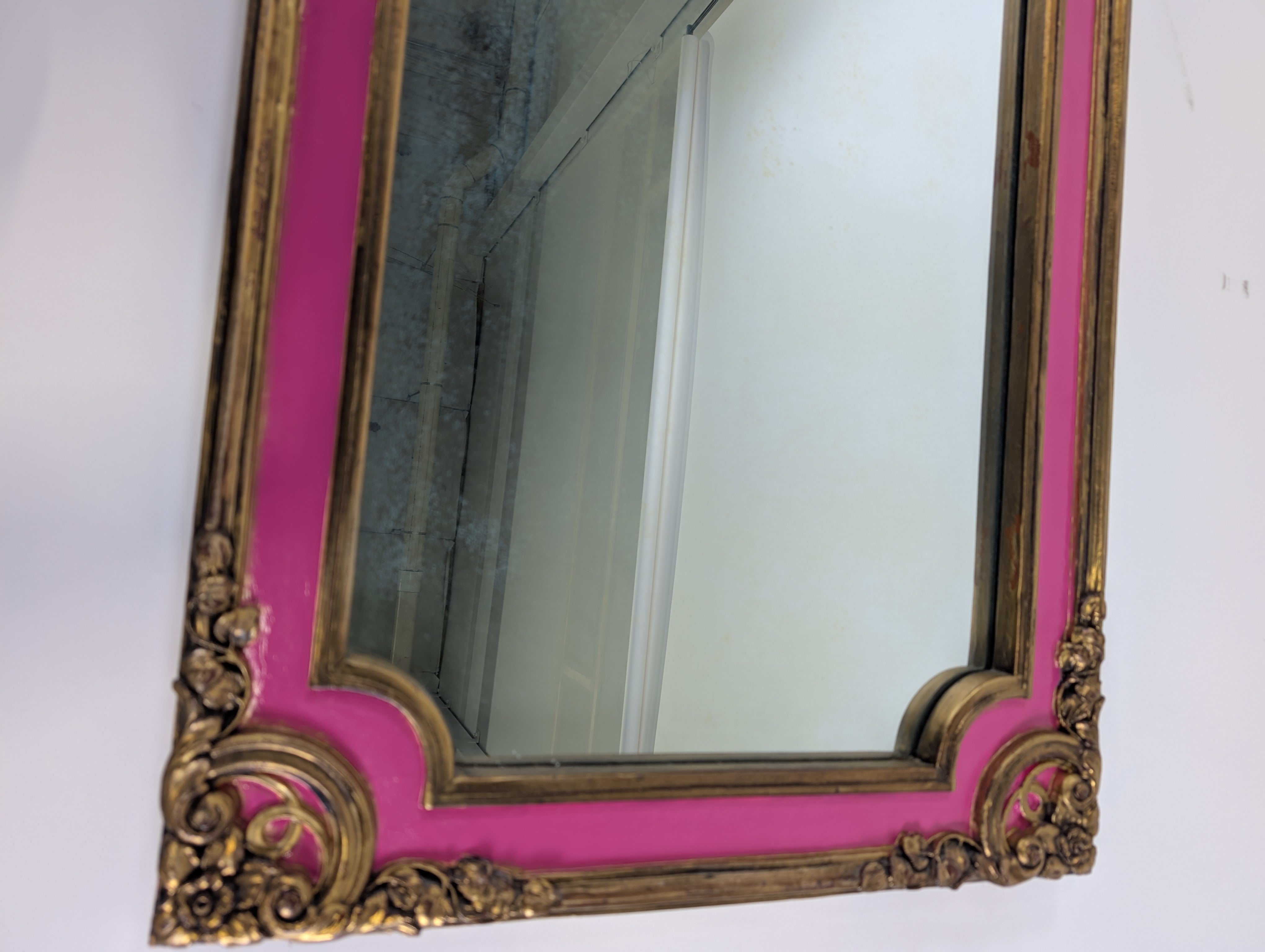 Ornate Fuchsia and Gold Decorative Wall Mirror