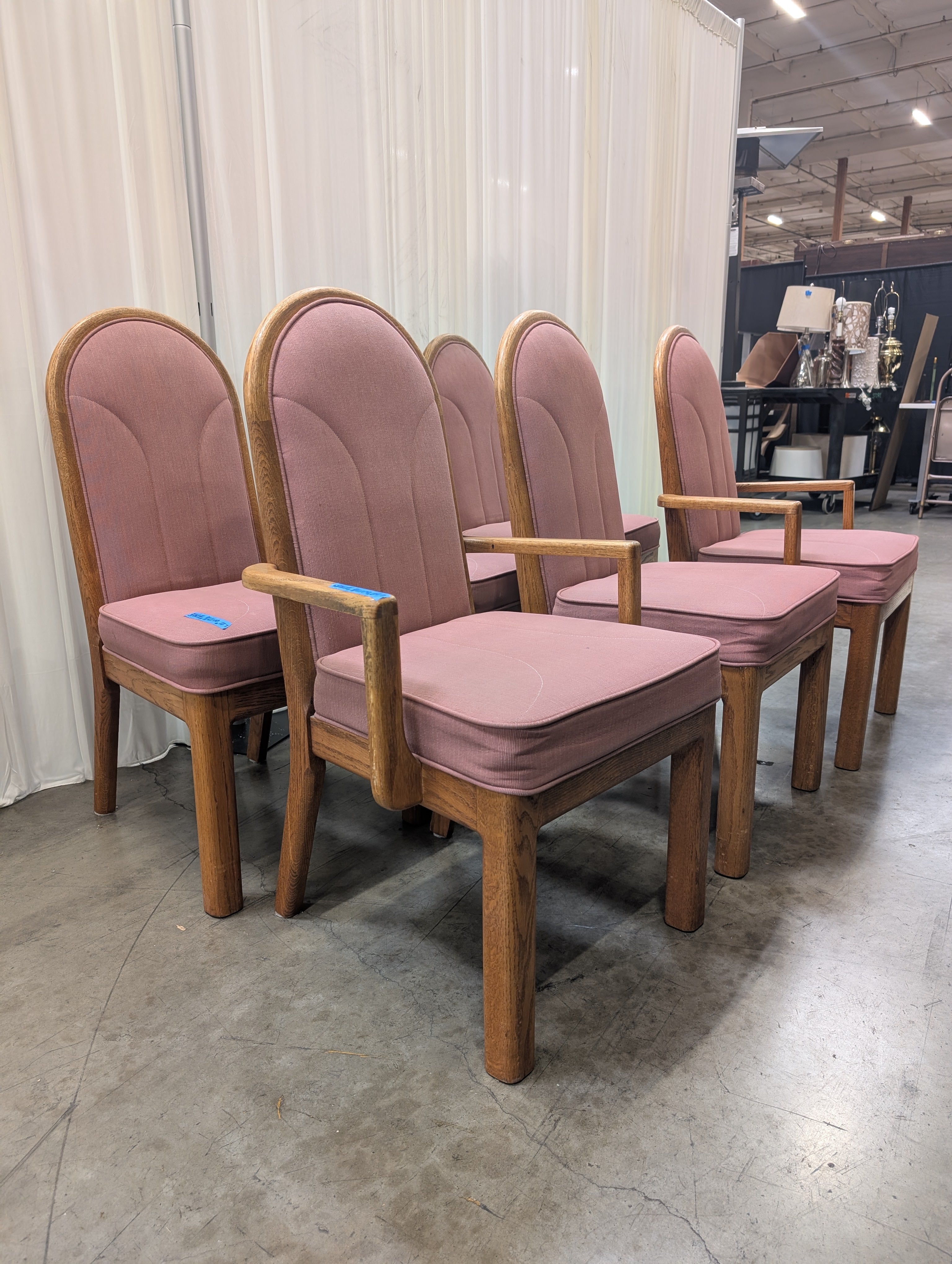 Set of Six Wambold Fine Furniture Mauve Fabric Dining Chair in Wood