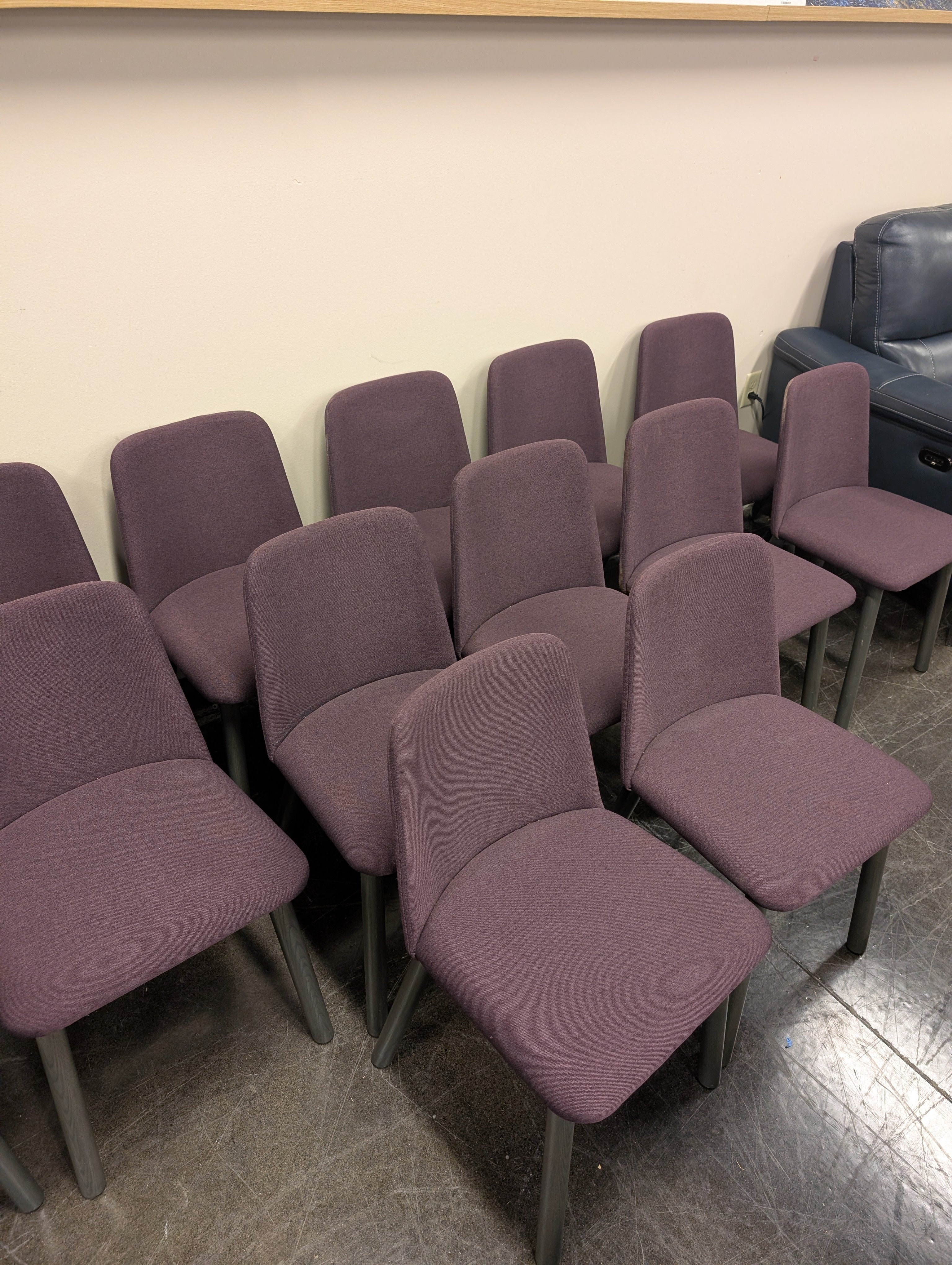 Modern Upholstered Dining Chair with Tapered Wood Legs, Plum Fabric