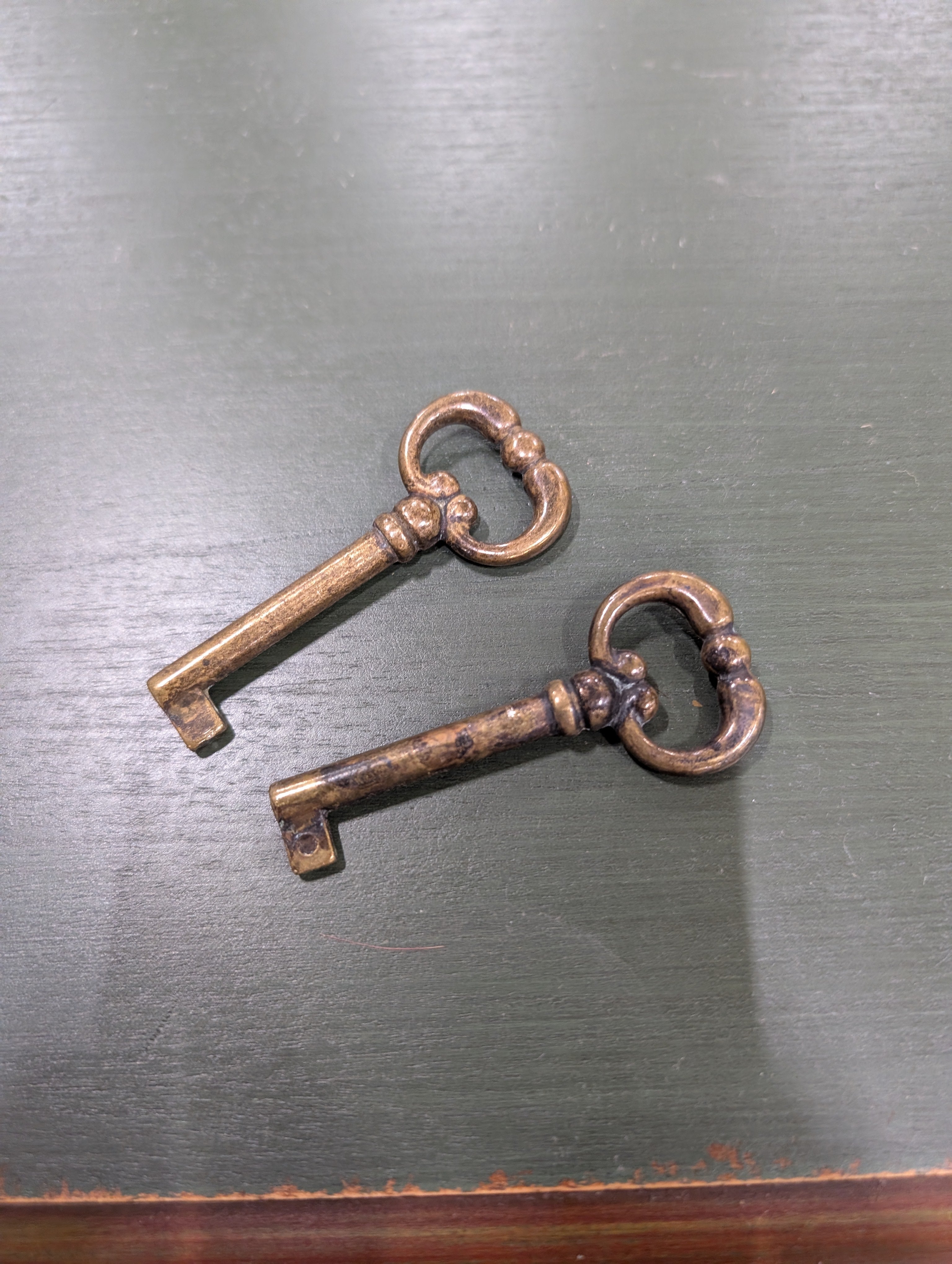 Rustic Dark Green Ballard Designs Buffet Cabinet with Wood Top