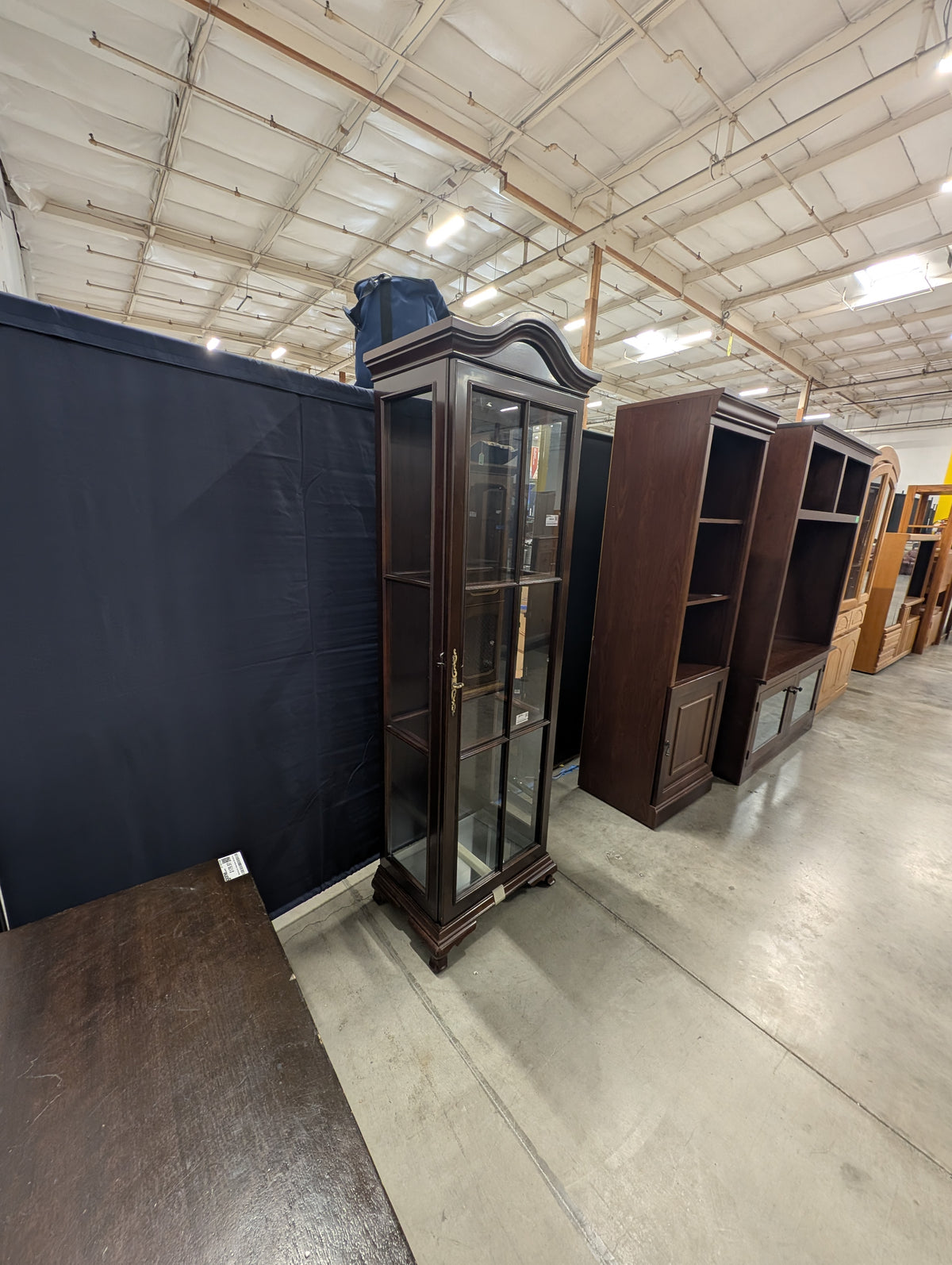 Classic Dark Wood Glass Display Cabinet