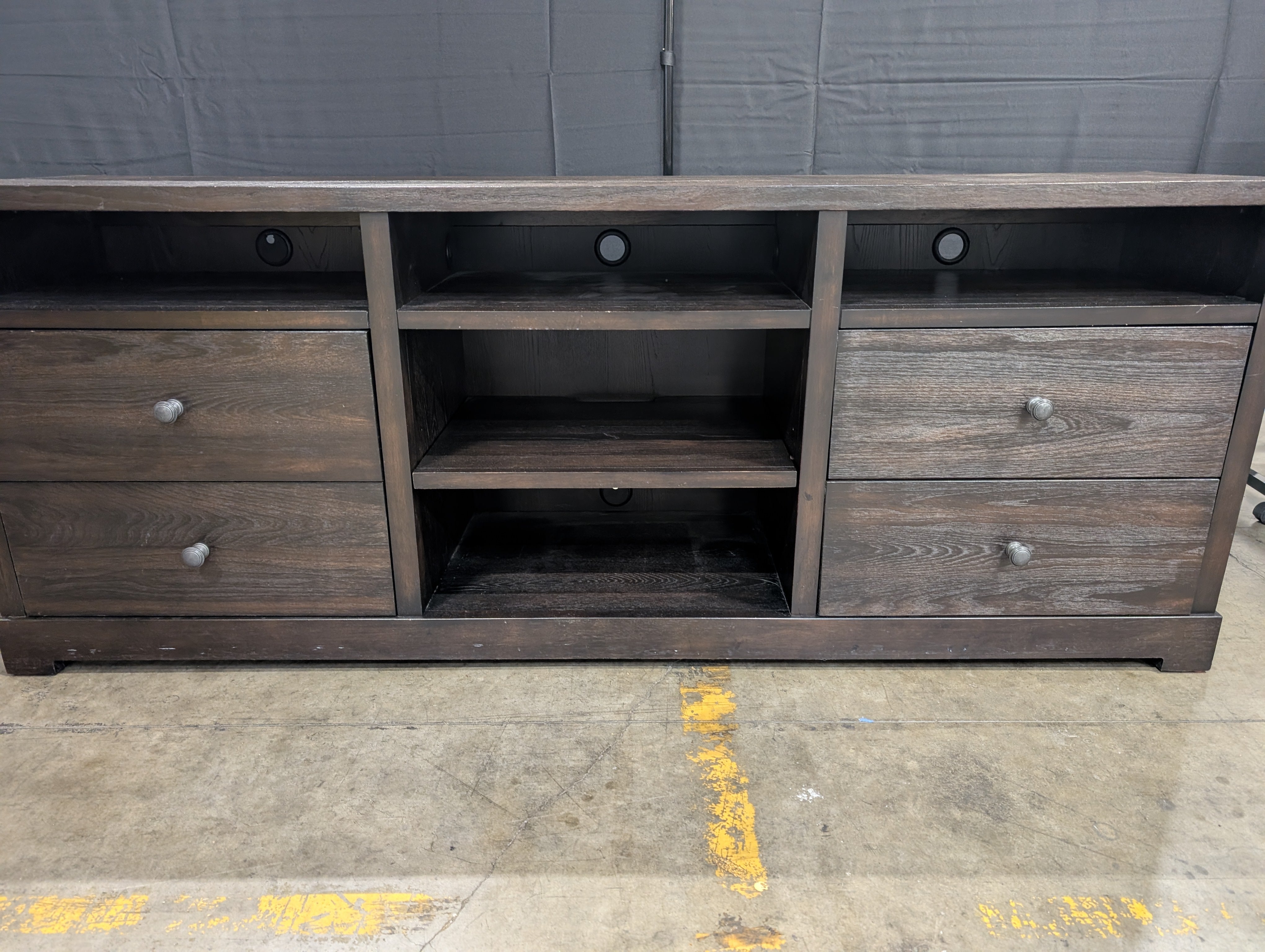 Dark Wood Bassett Media Console with Storage