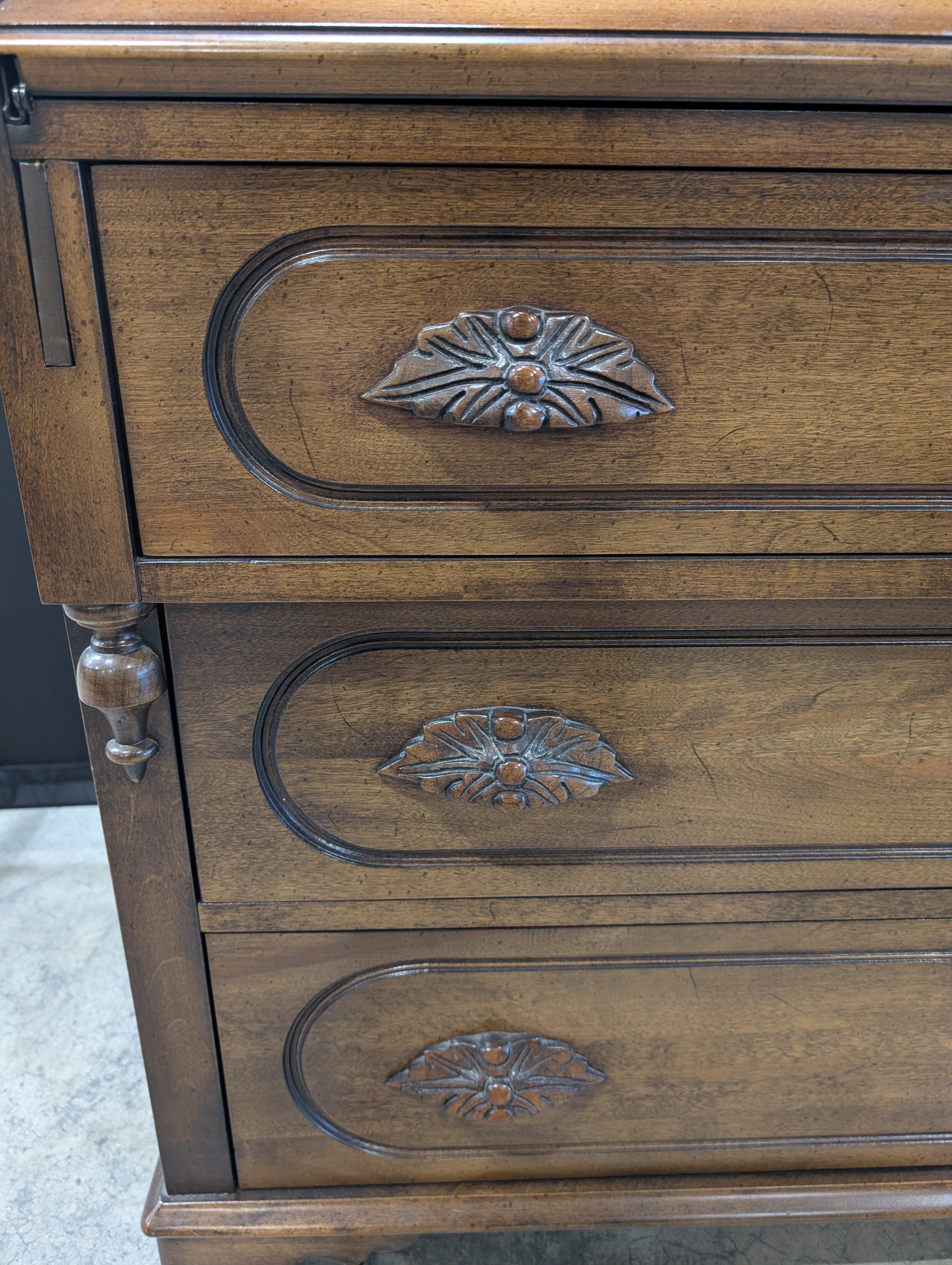 Jasper Cabinet co. Vintage Secretary Desk with Carved Details