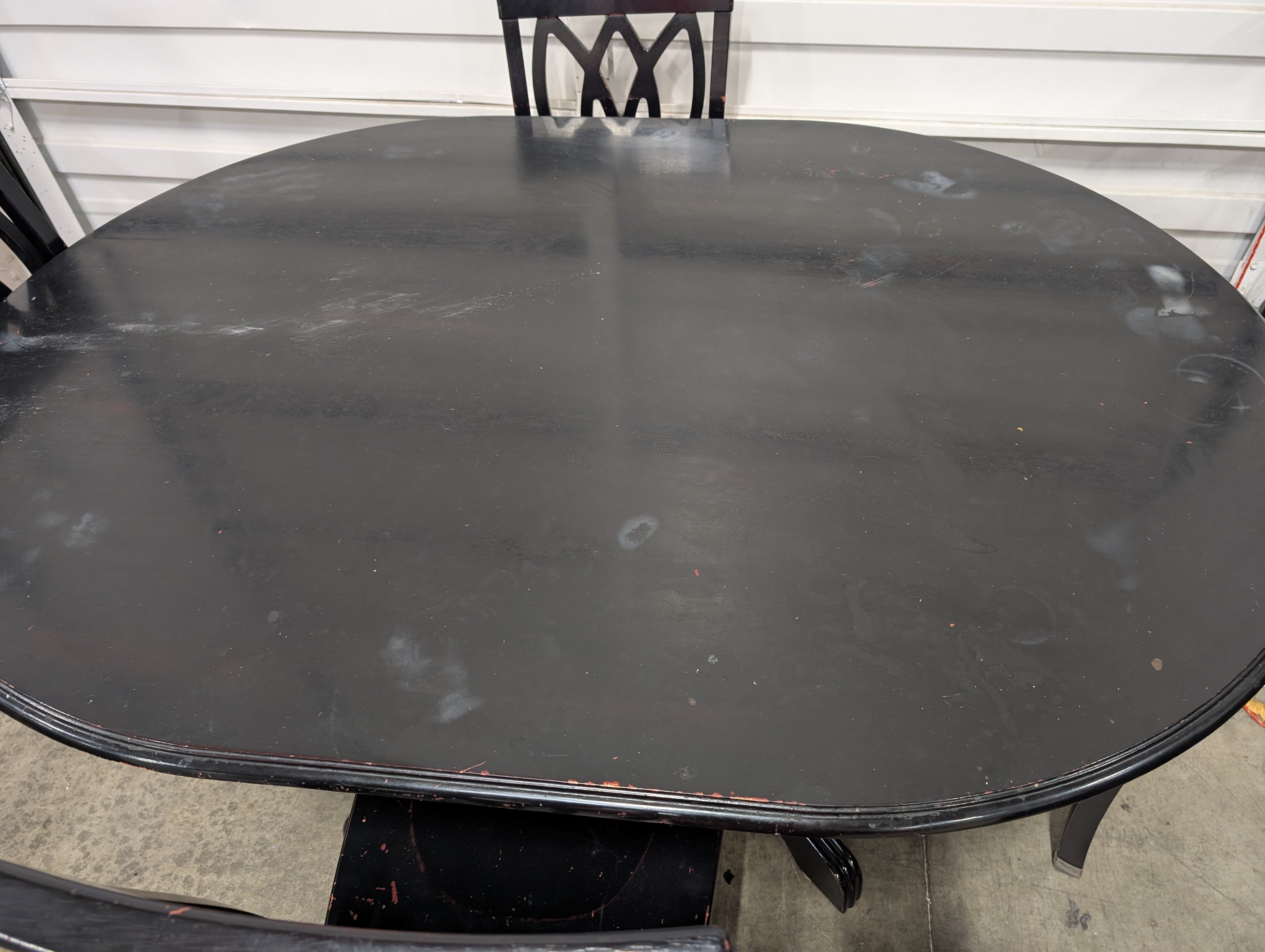 Black Wood Oval Dining Table Set with 4 Chairs